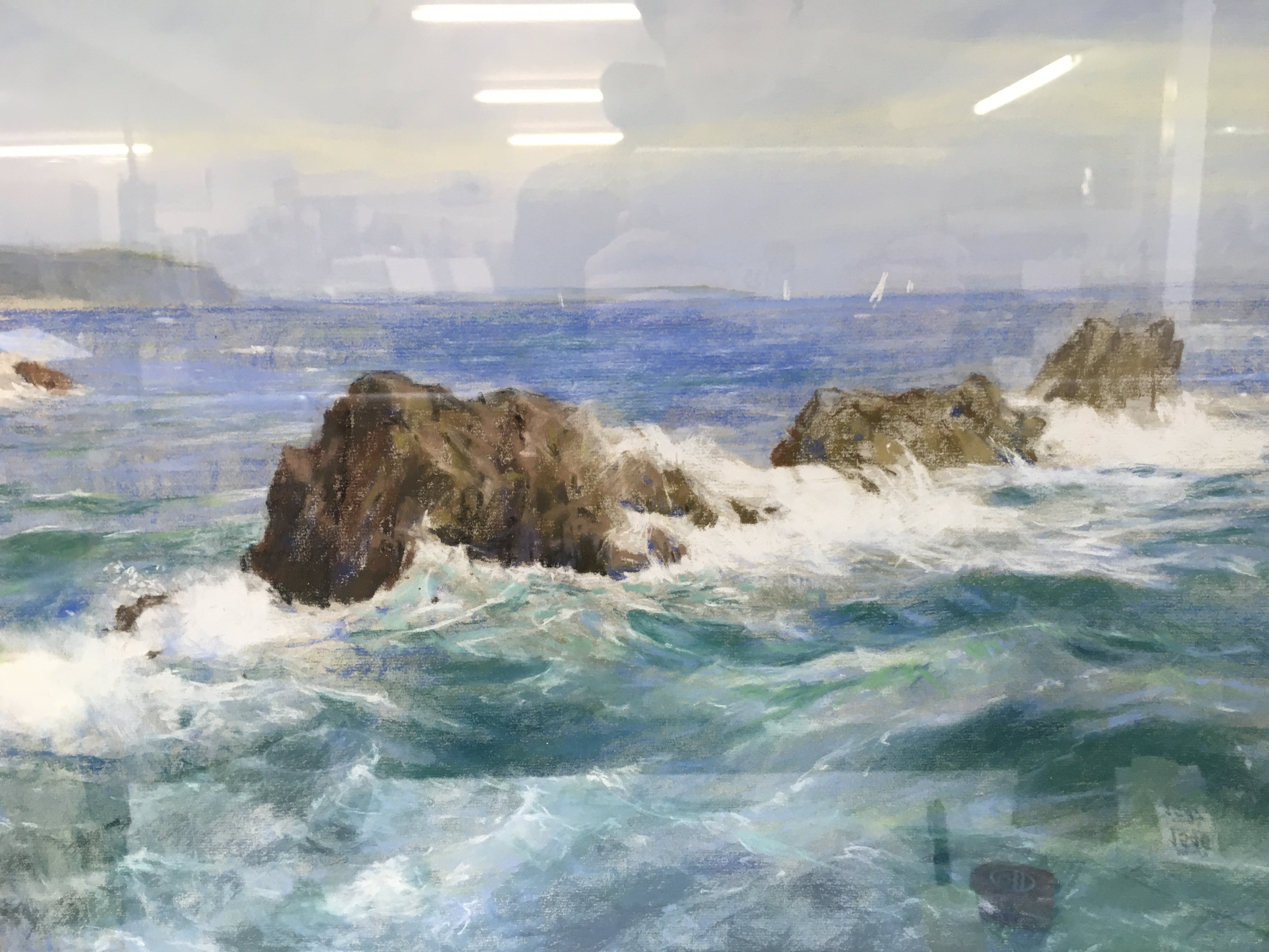 A framed seascape watercolour , by William Eric Thorp (1901-1993) . Frame dimensions 69x79cm. This cannot be posted