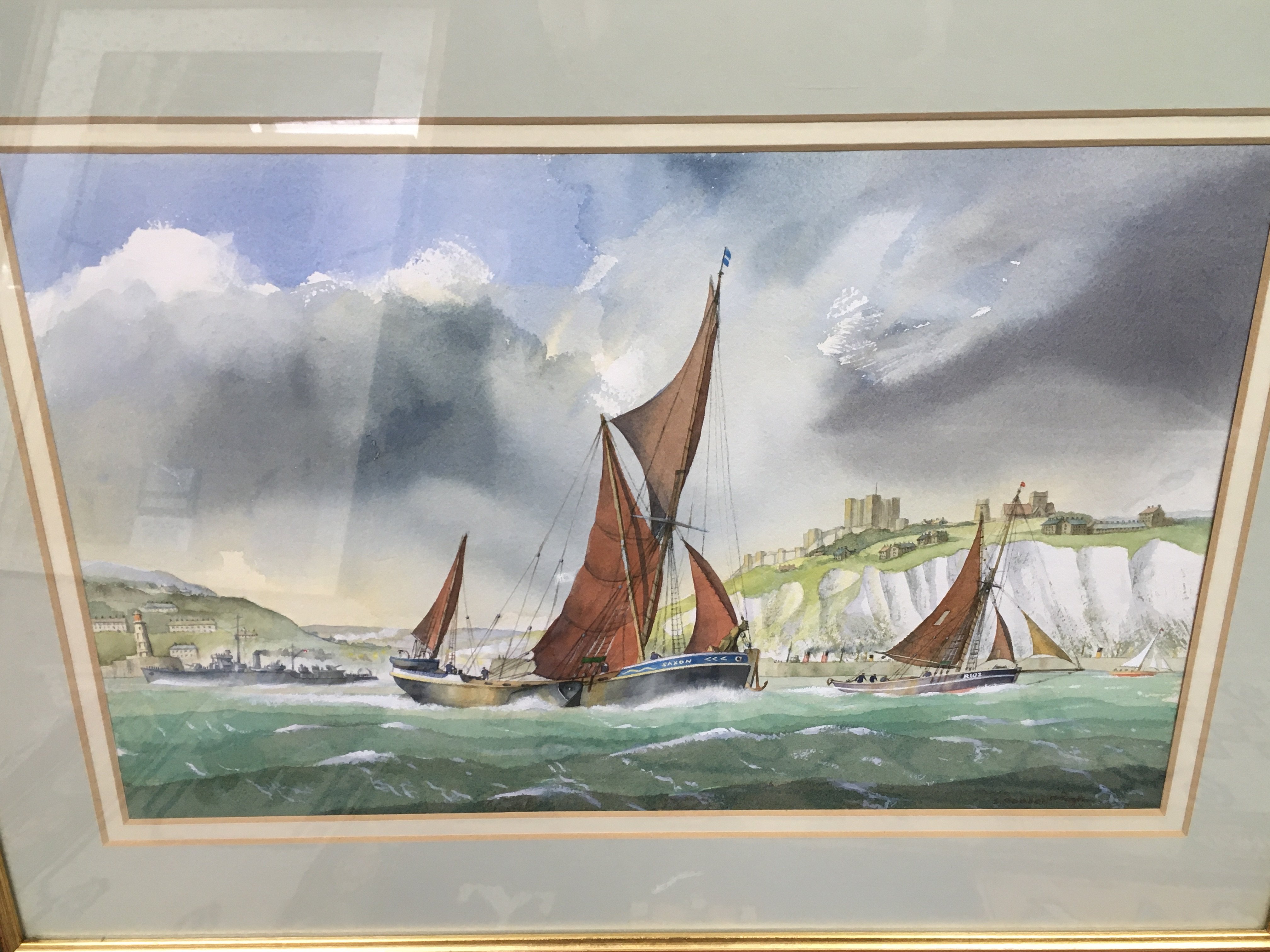 Two framed Stanley Goodchild (1920-2003) watercolours of boats at sea. Frame dimensions 67x50cm This lot cannot be posted NO RESERVE