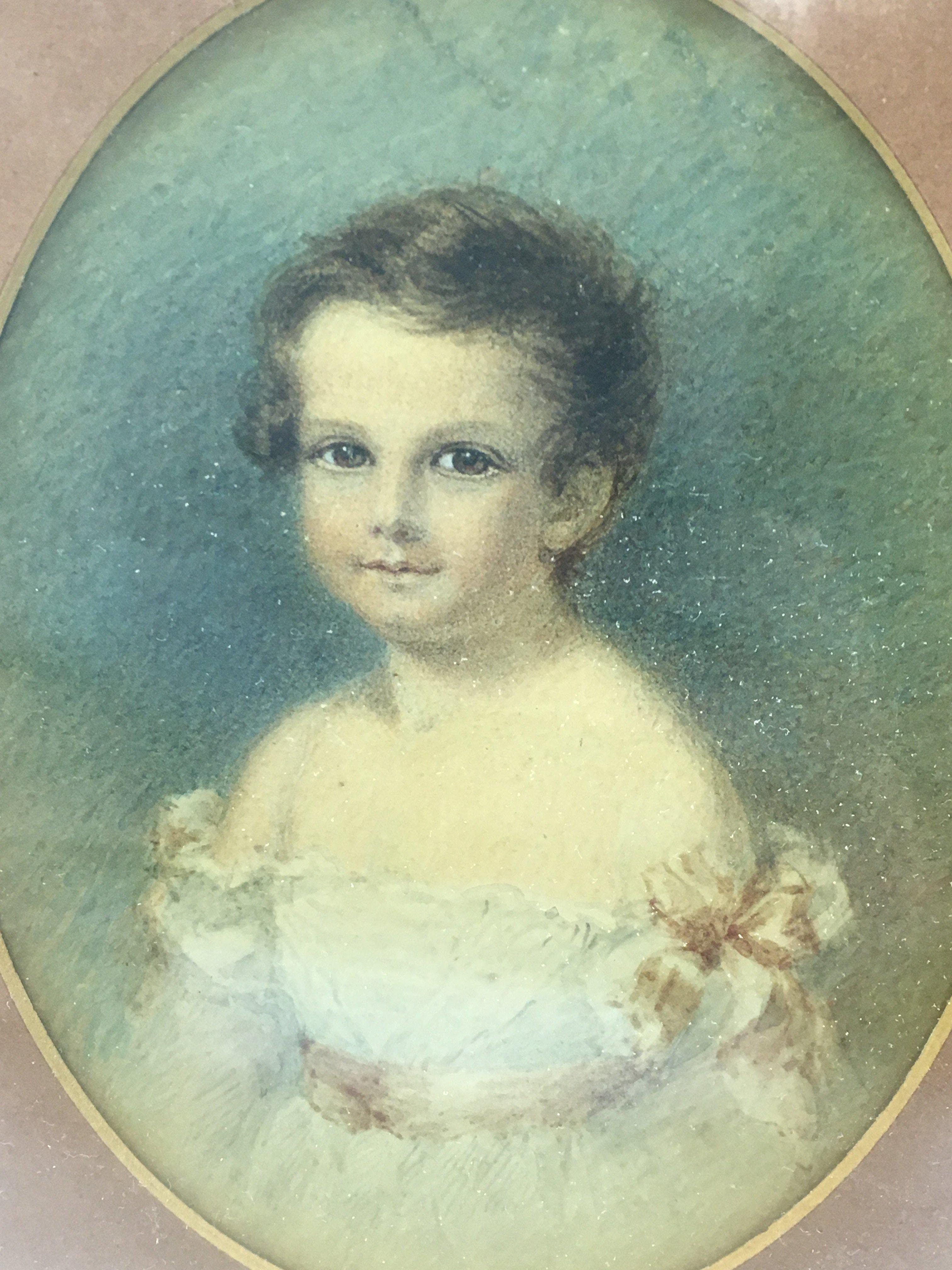 A framed miniature watercolour, dimensions approximately 21x24cm. This lot cannot be posted