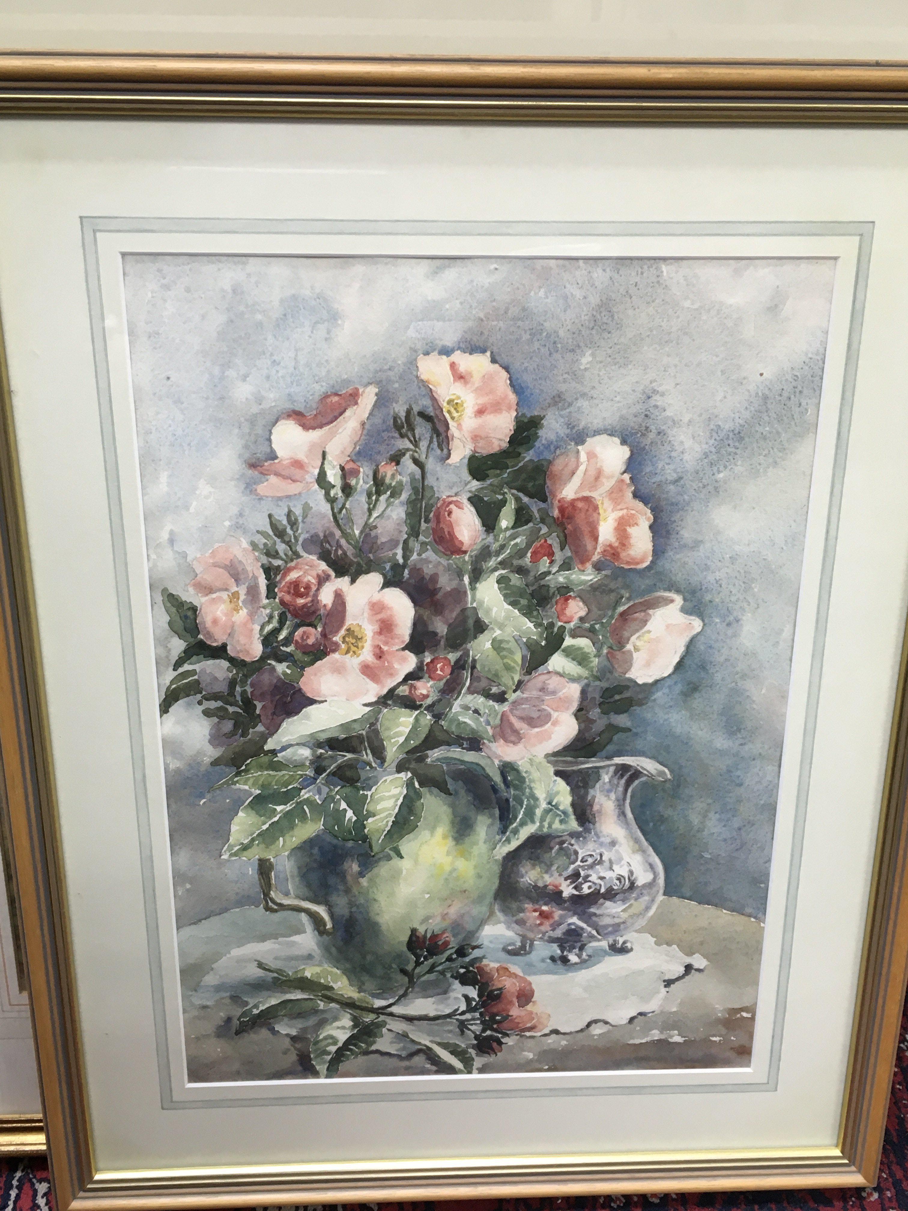 A collection of various framed watercolours including still life flower vase, scenery etc NO RESERVE