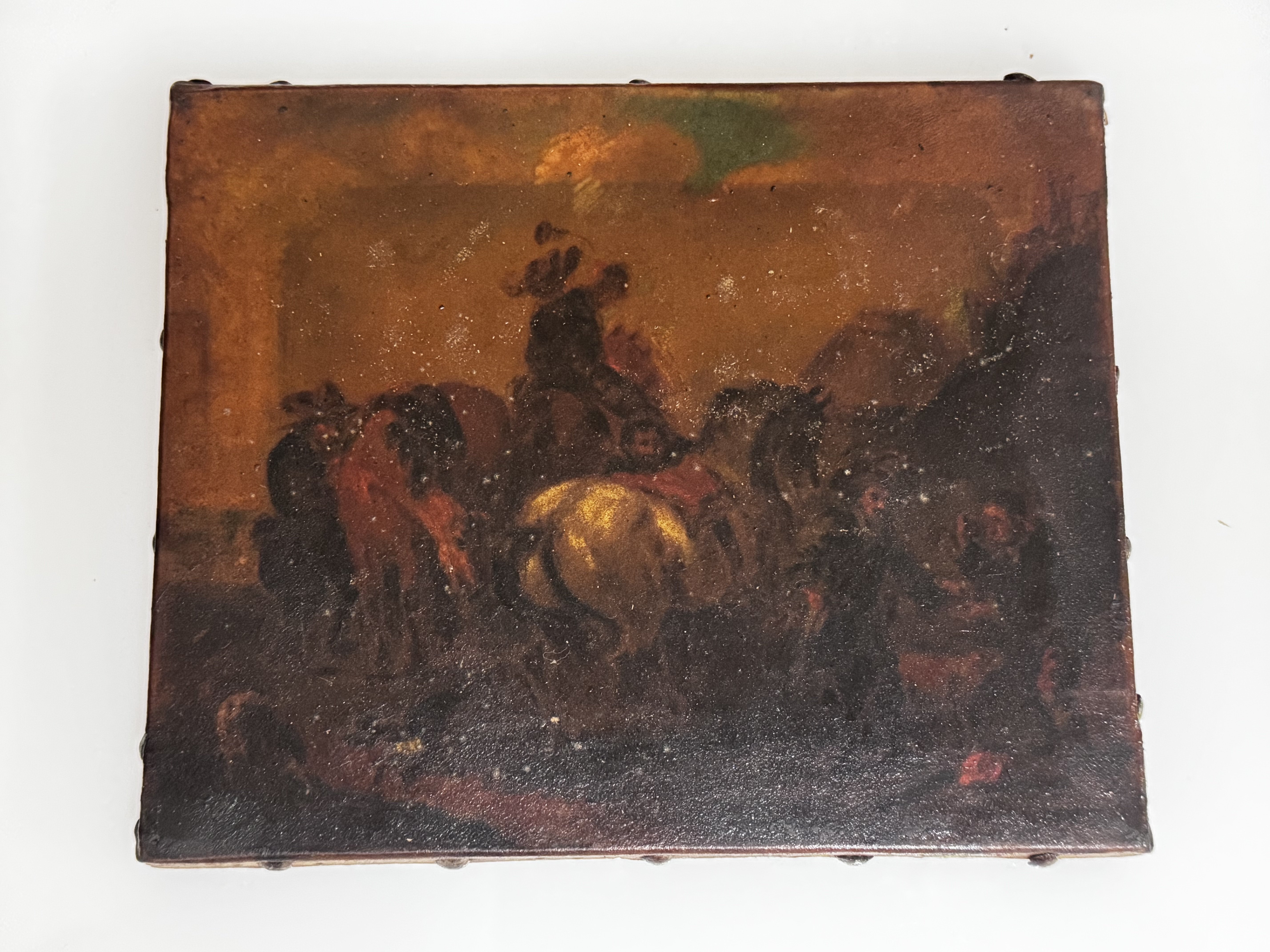 A small late 18th possibly early 19thC french painting on velum. 18.5cm x 15cm. (A)