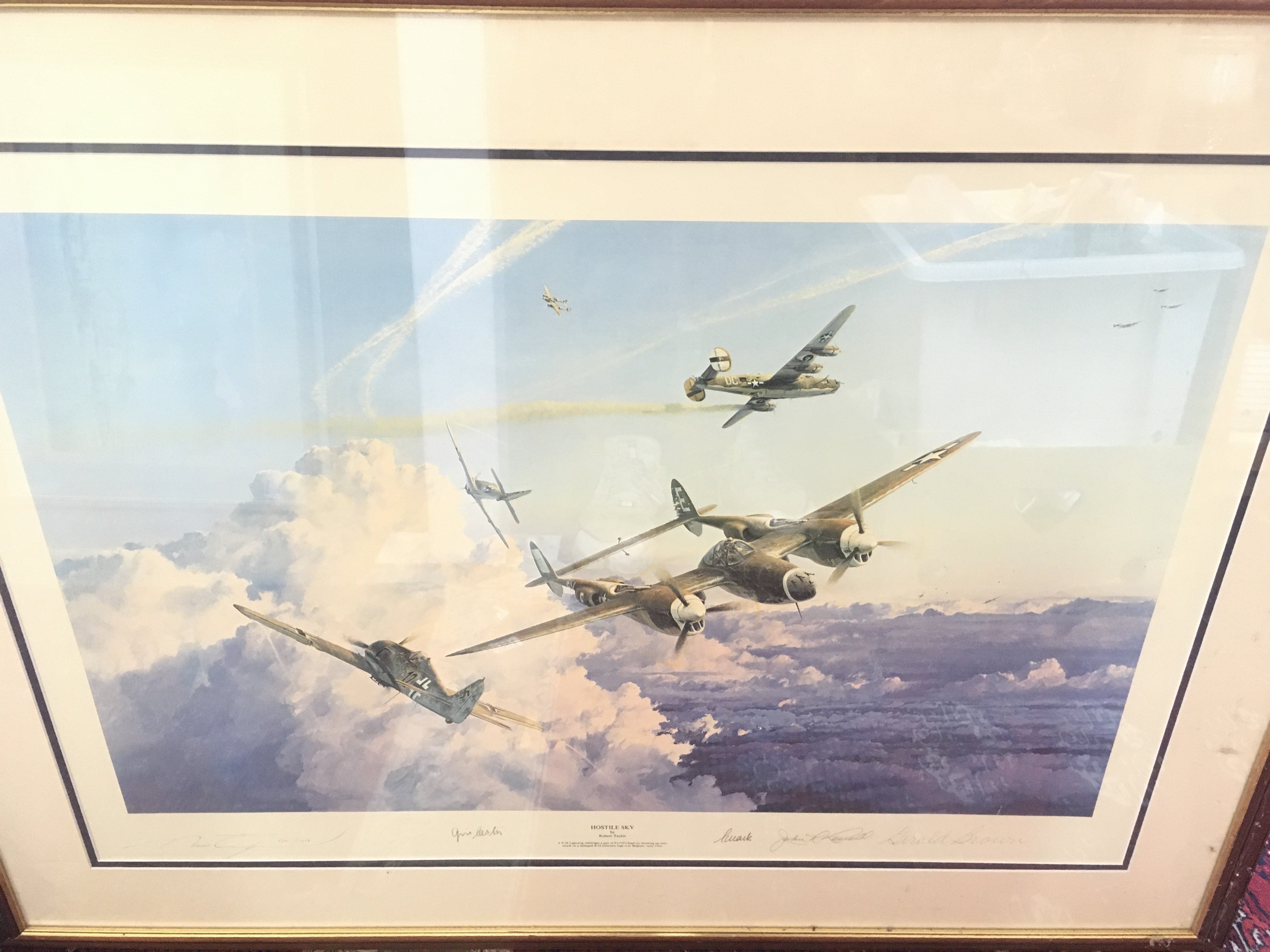 3 Framed WW2 Aircraft Prints signed By Crew. Approximate Size On Largest 80CM x 103CM (3) no Reserve.