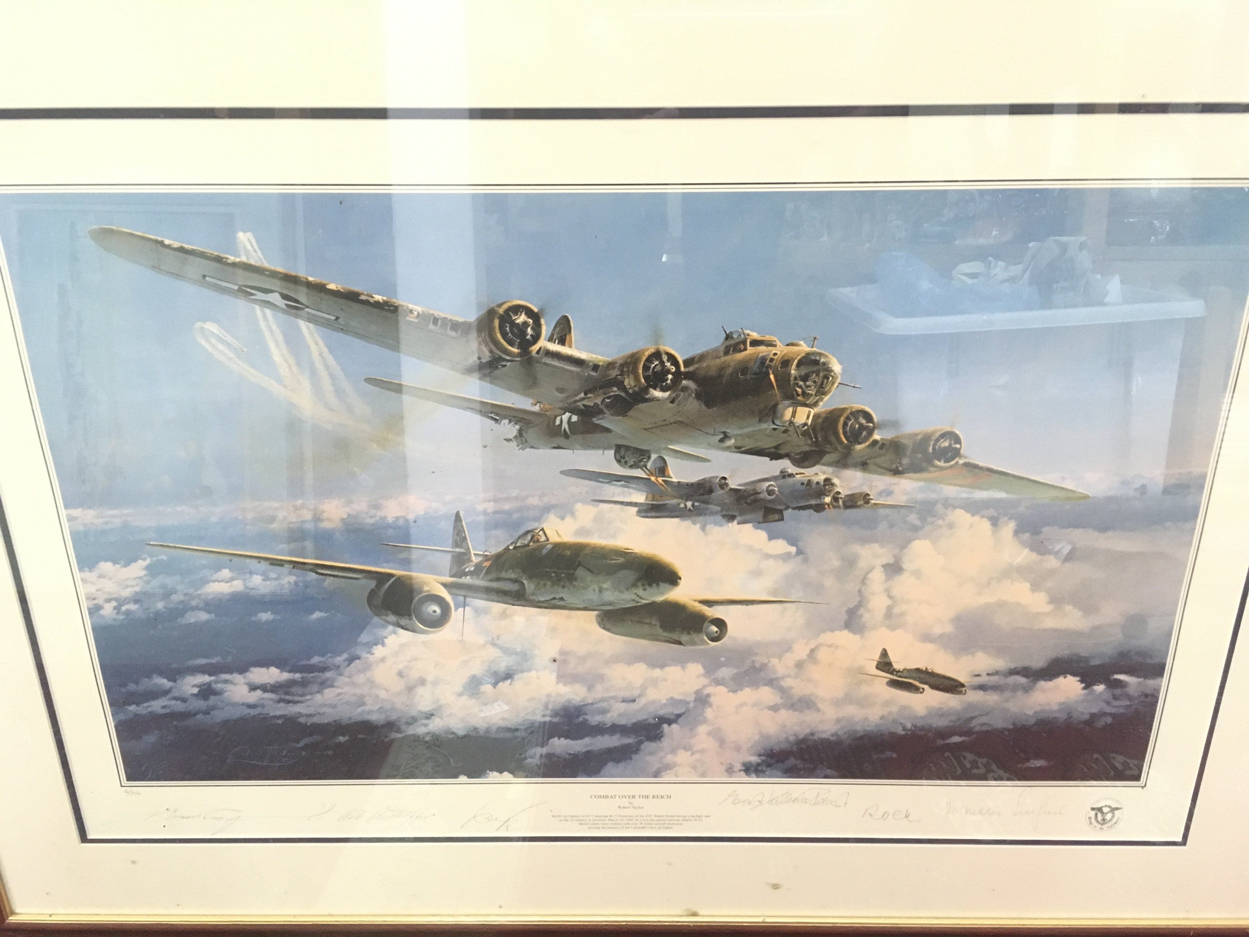 3 Framed WW2 Aircraft Prints signed By Crew. Approximate Size On Largest 77Cm x 100Cm. No Reserve. (3).