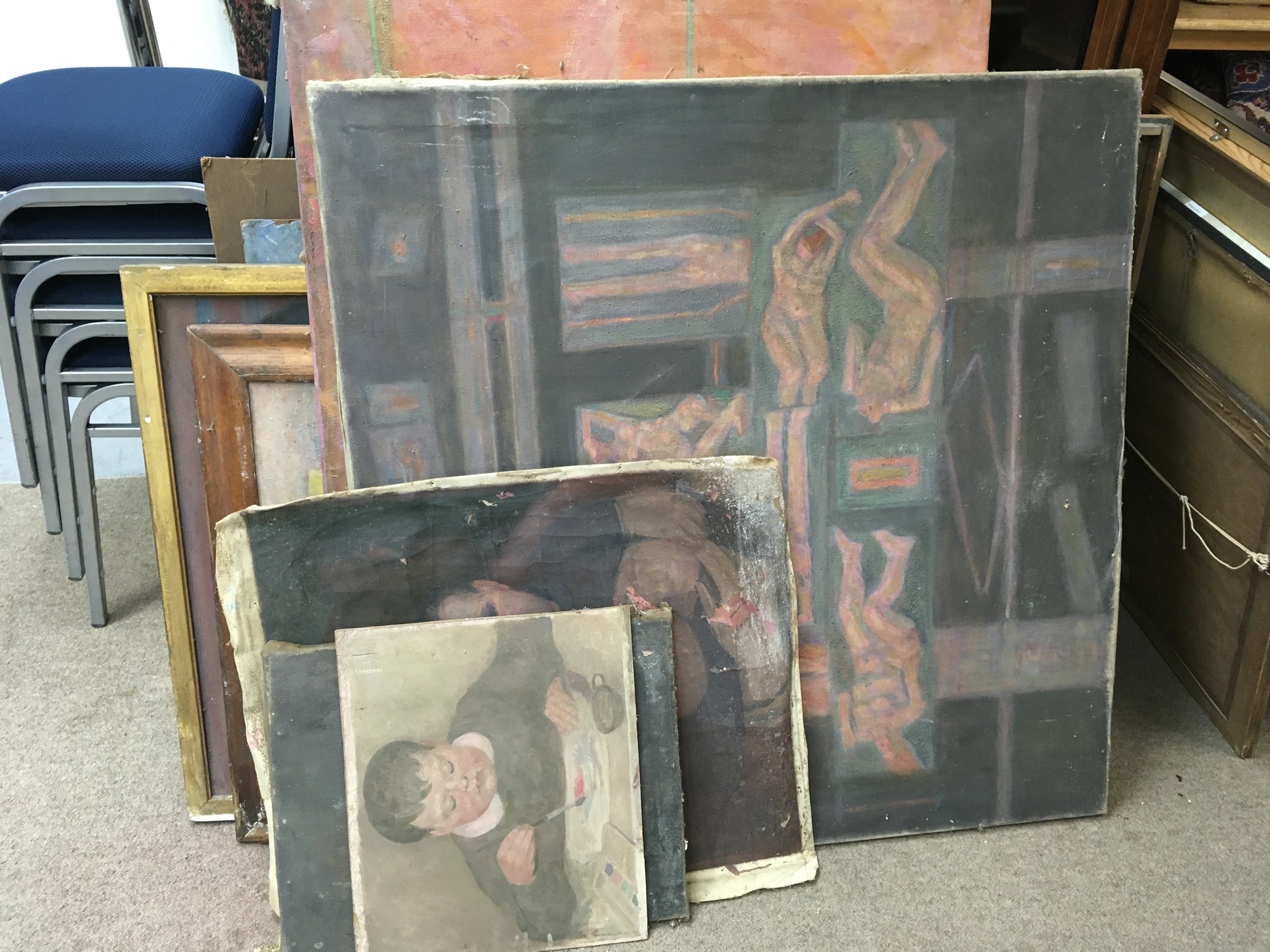 A collection of unframed 20th century abstract watercolours by A.H Palmer including several depictions of figures including some nude. This lot cannot be posted