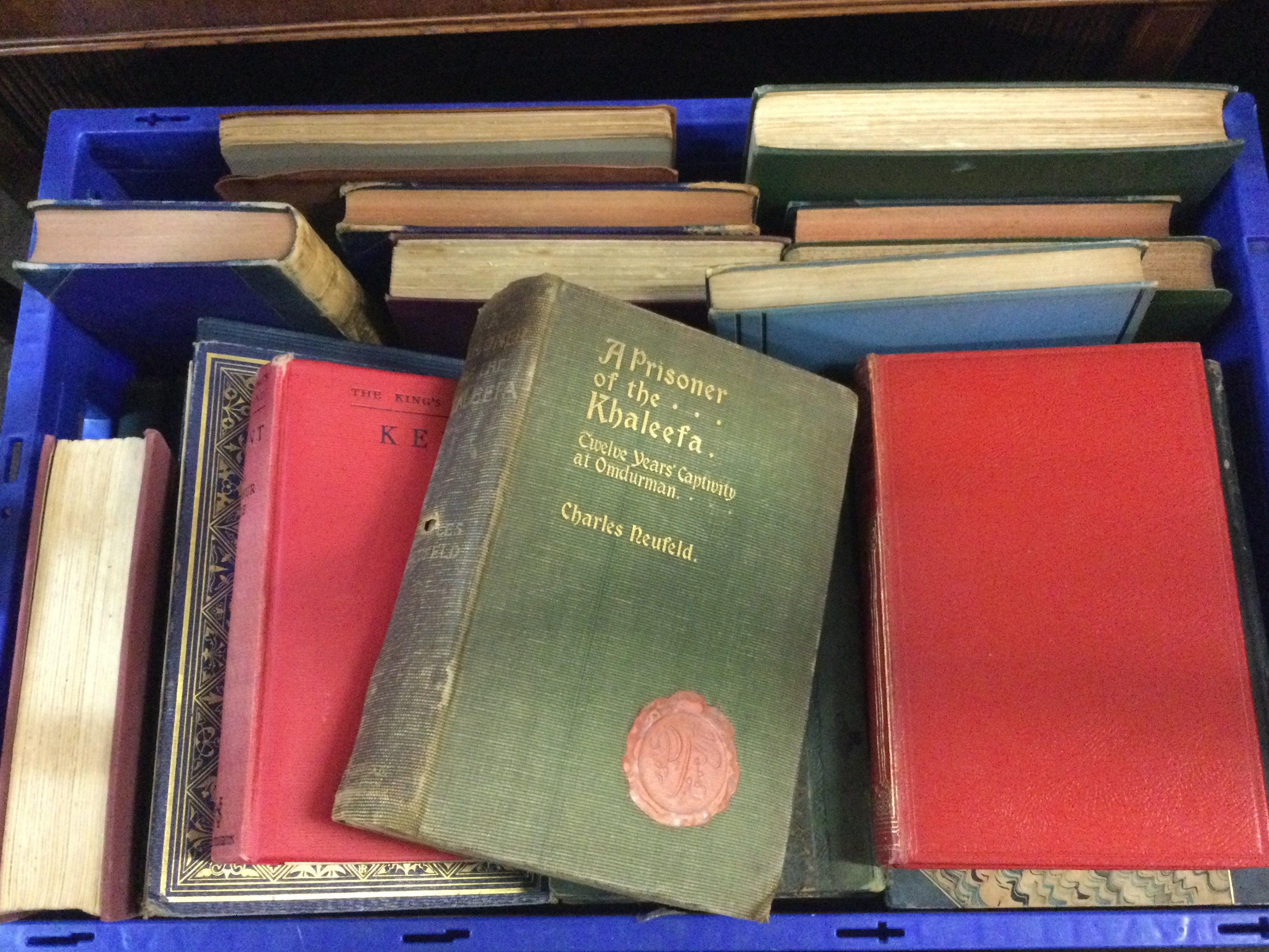 A large collection of vintage books including A Prisoner of the Kitaleefa by Charles Neufeld, In Scotland Again by H.V Morton, Mr Sponges Sporting Tour, Birds of Europe etc. postage category Cx2