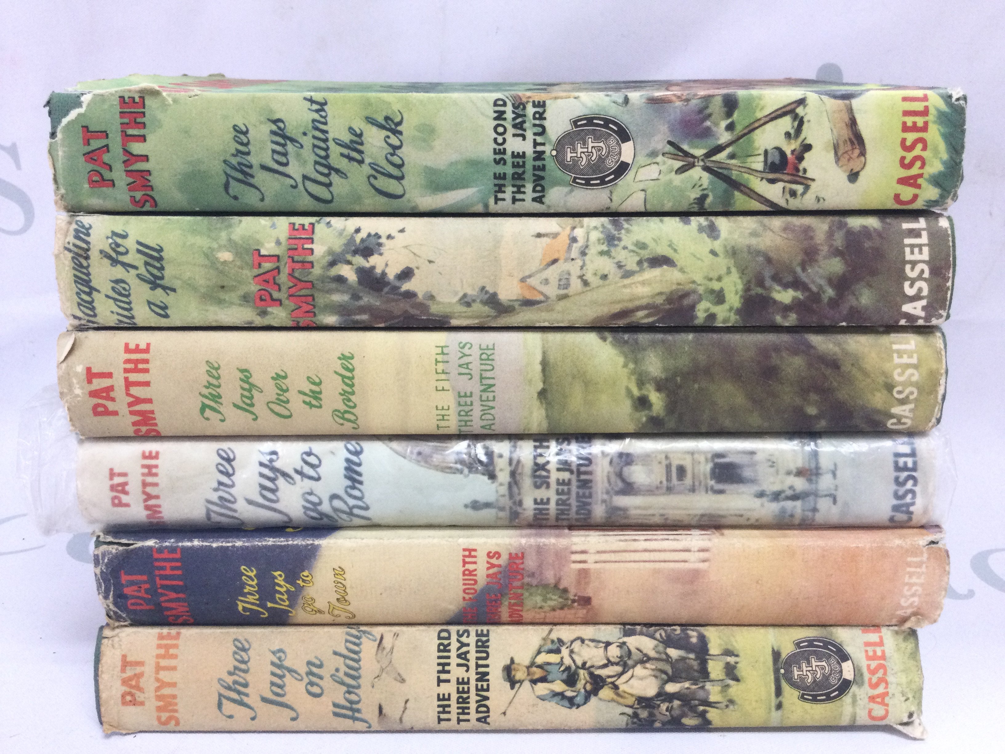 Vintage Pat Smythe books including Three jays over the border, Go to Rome, Go to town etc .Postage category B