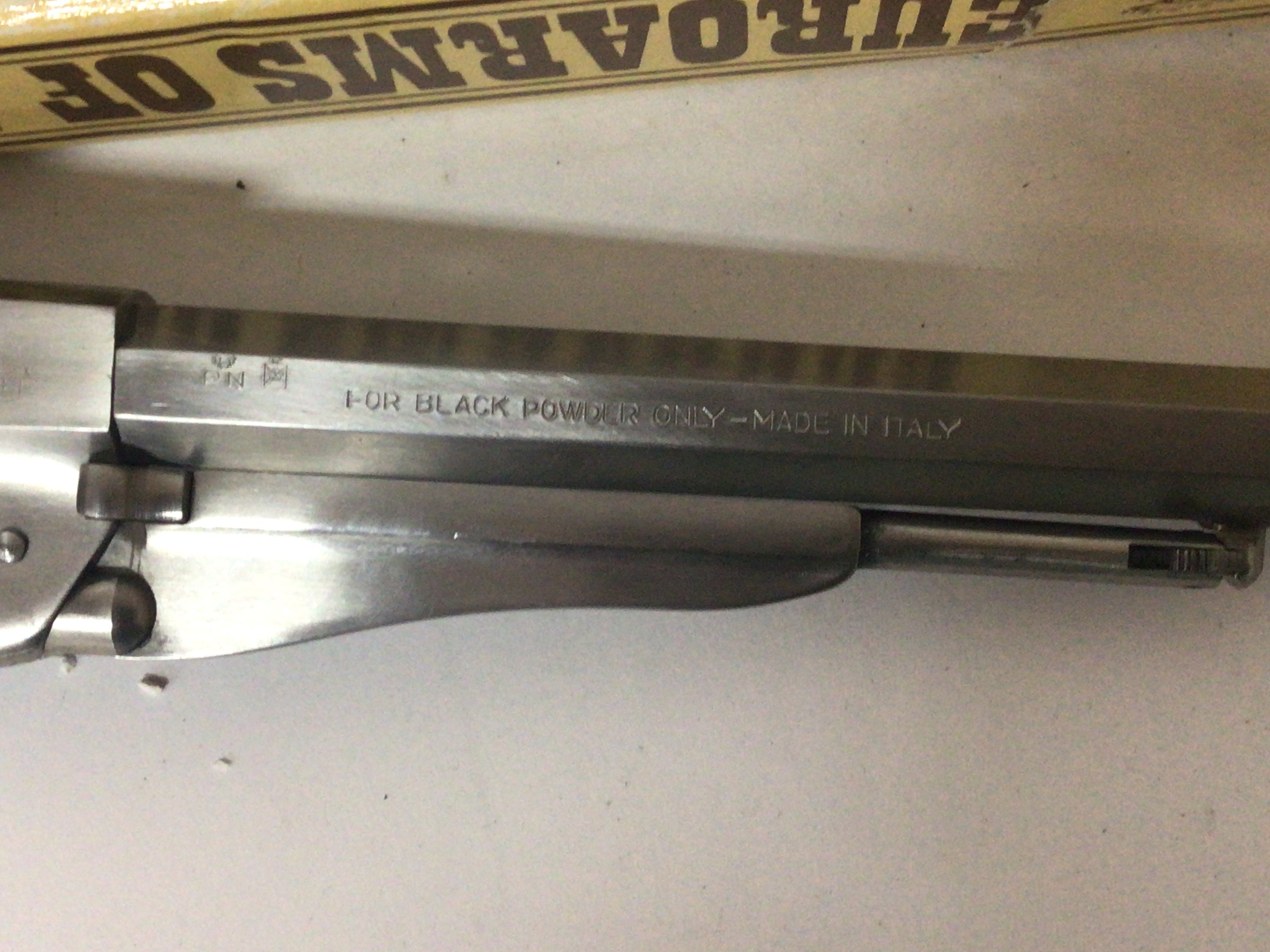An Italian made Rodgers & Spencer Revolver 44 caliber retrospective functional copy of a 19th century percussion six shot 1858 model As new and boxed Euroarms of America. Very good condition. Serial number 115305 the barrel stamped FOR BLACK POWDER ONLY. A FIRE ARMS LICENSE IS REQUIRED TO BID AND BUY THIS LOT.VIEWING AND COLLECTION BY APPOINTMENT ONLY.