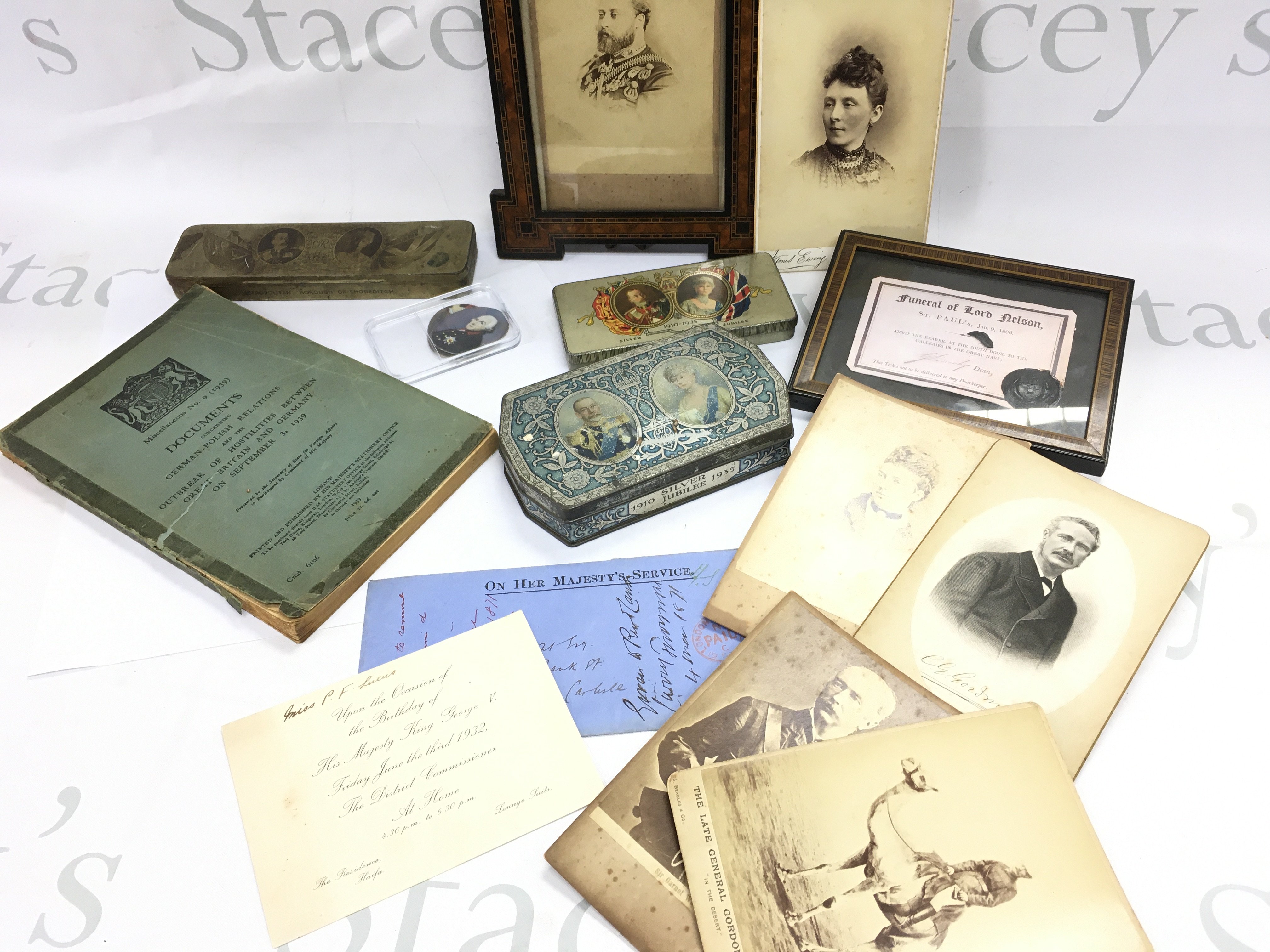 Government items including documents, Royal cabinet cards , coronation tins etc. postage category C