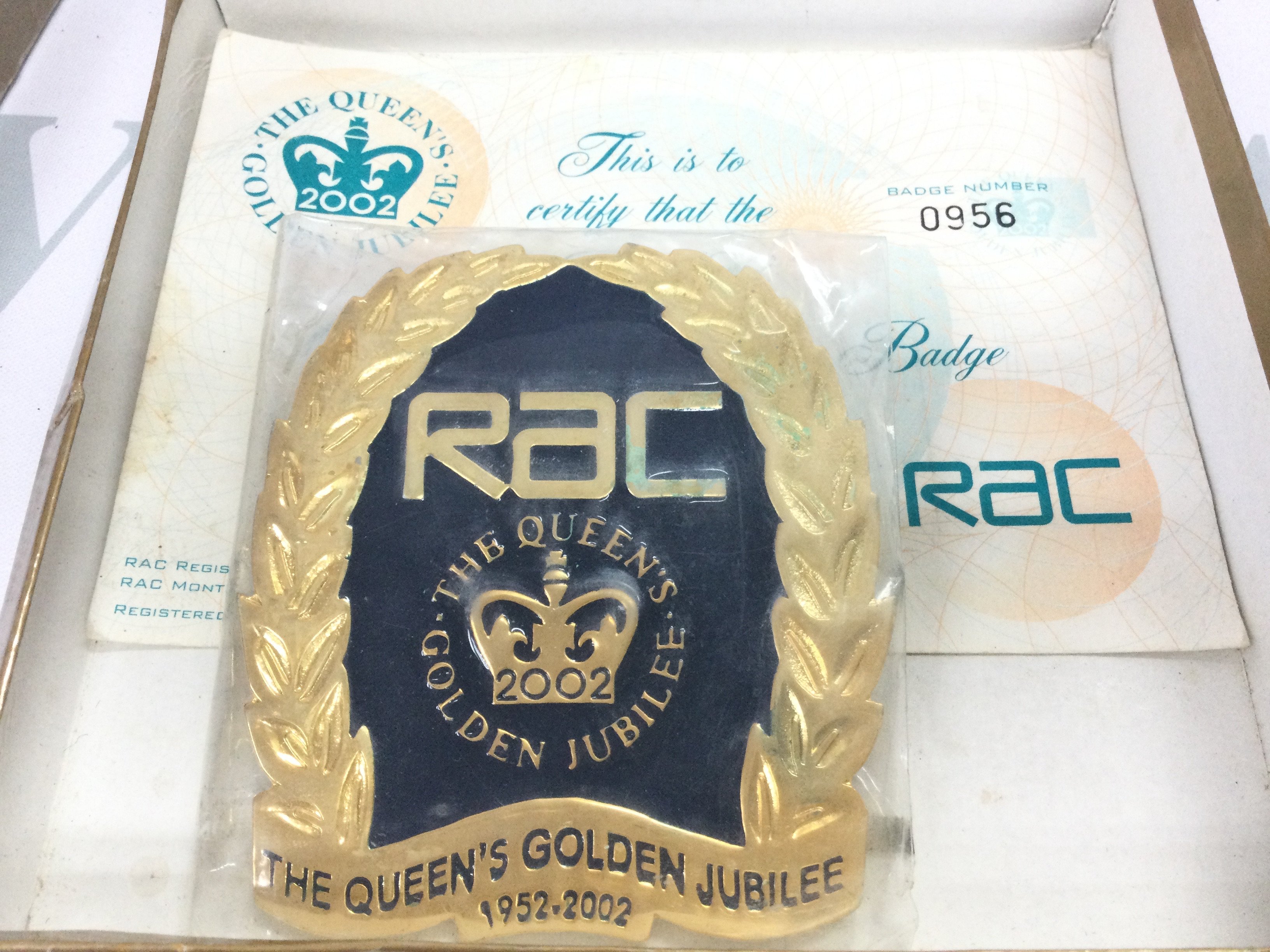 A limited edition of 1000 RAC Queens Golden jubilee badge