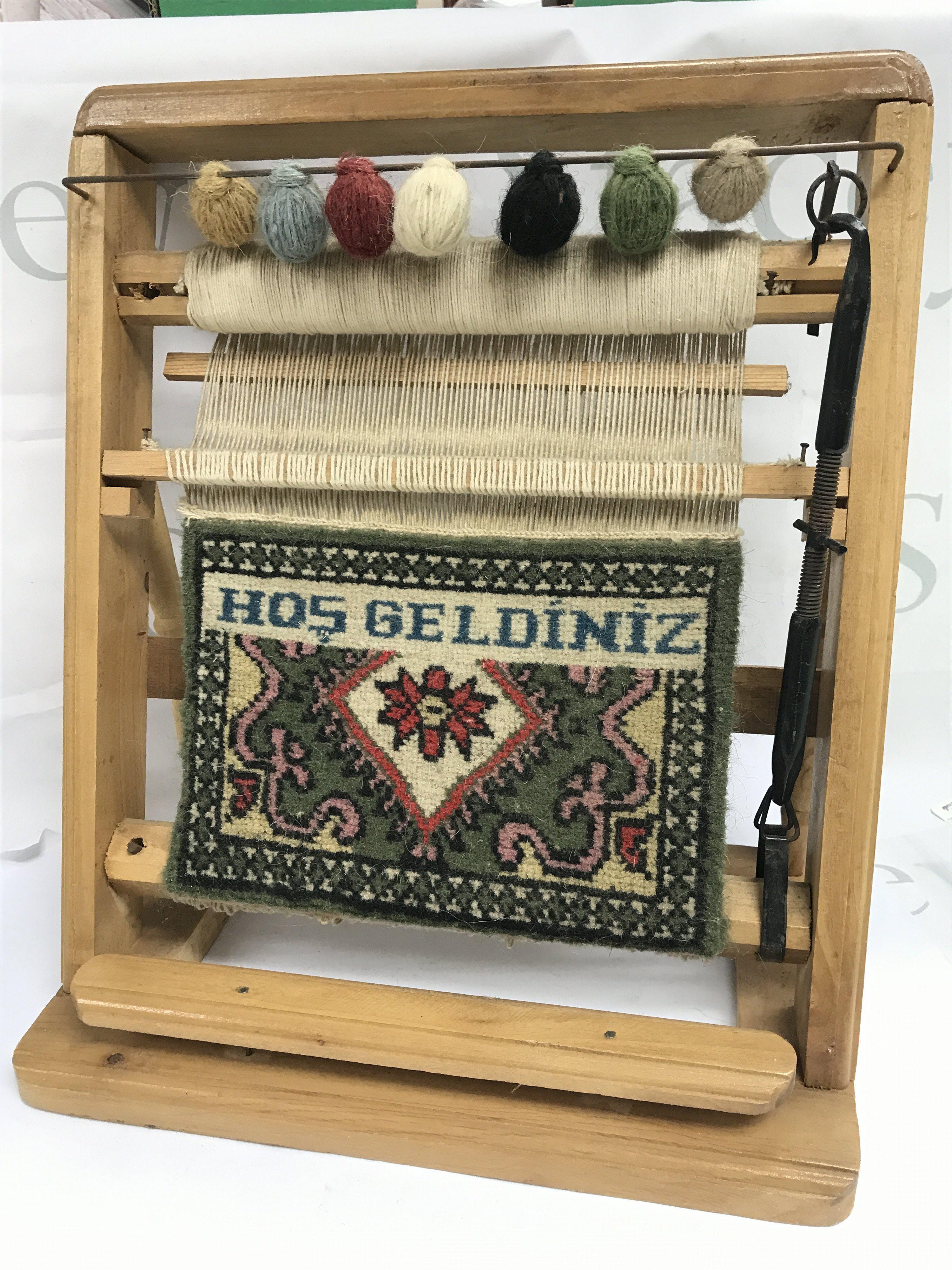 A vintage carpet article for Carpet making with hook, Welcome in Turkish. 35cm tall. postage category C