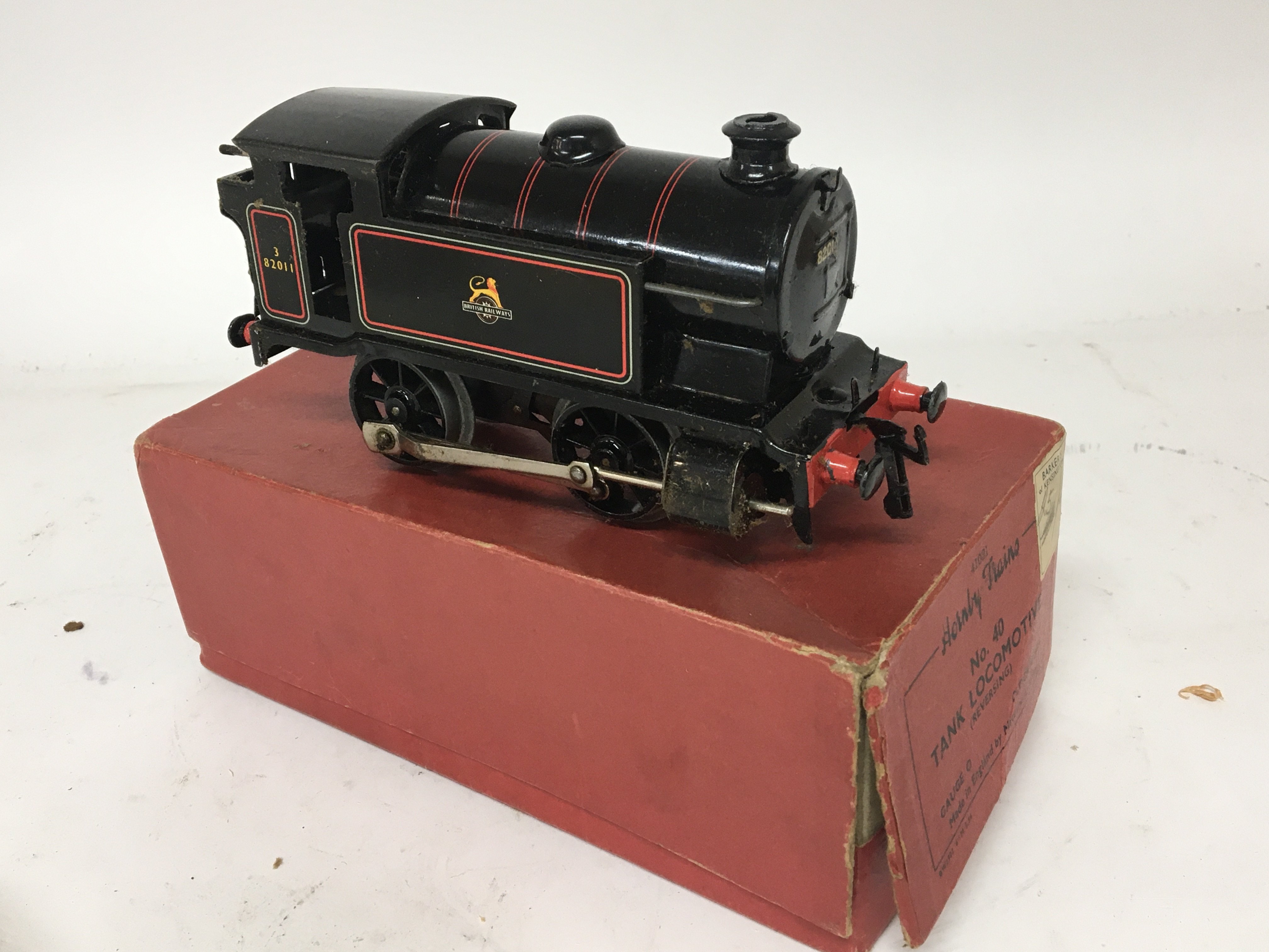 A Hornby O gauge clockwork No 40 Tank Locomotive Black finish British Railway.