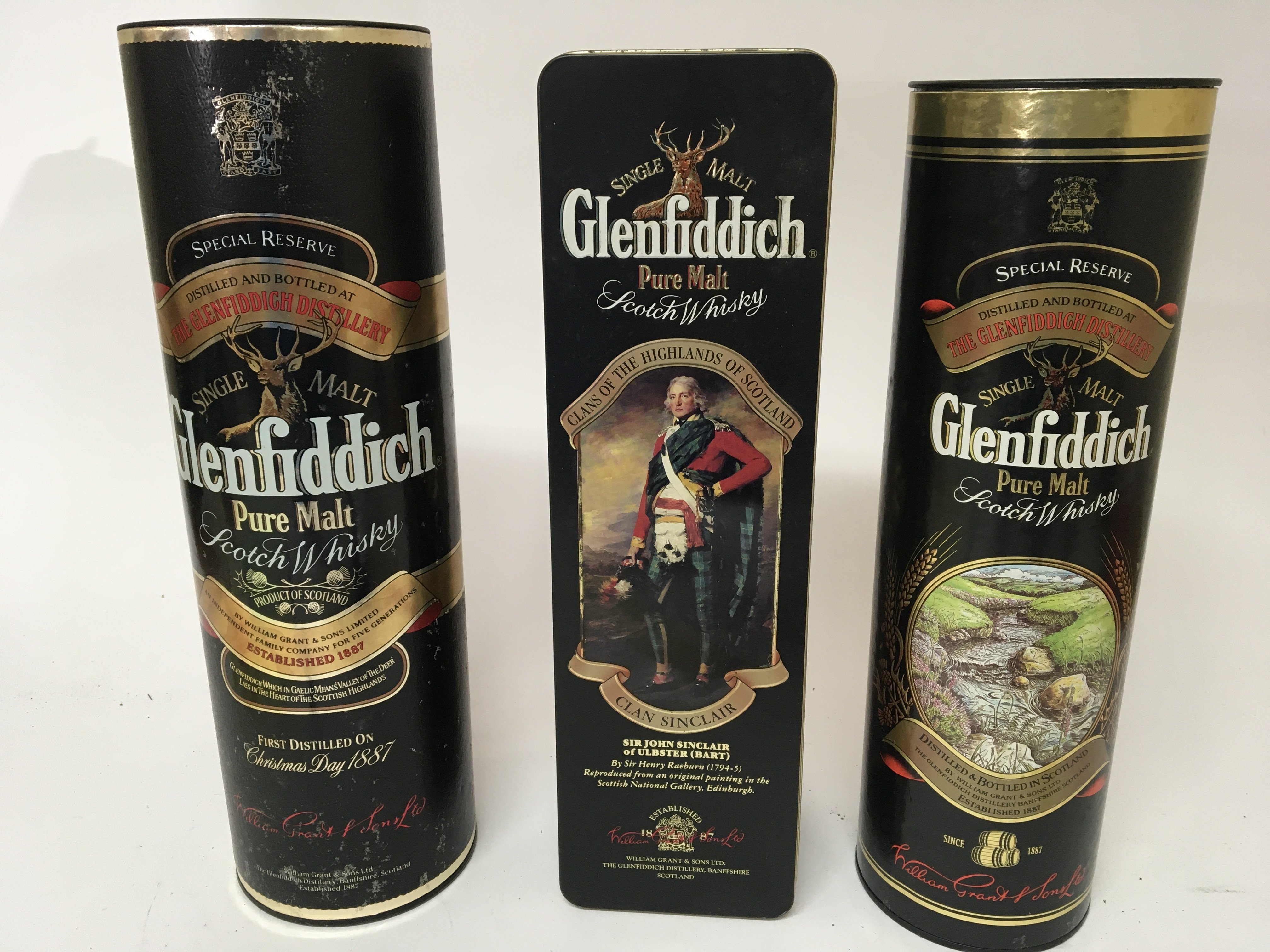 Three Bottles of Glenfiddich Pure Malt Whisky two 70cl one litre (3)