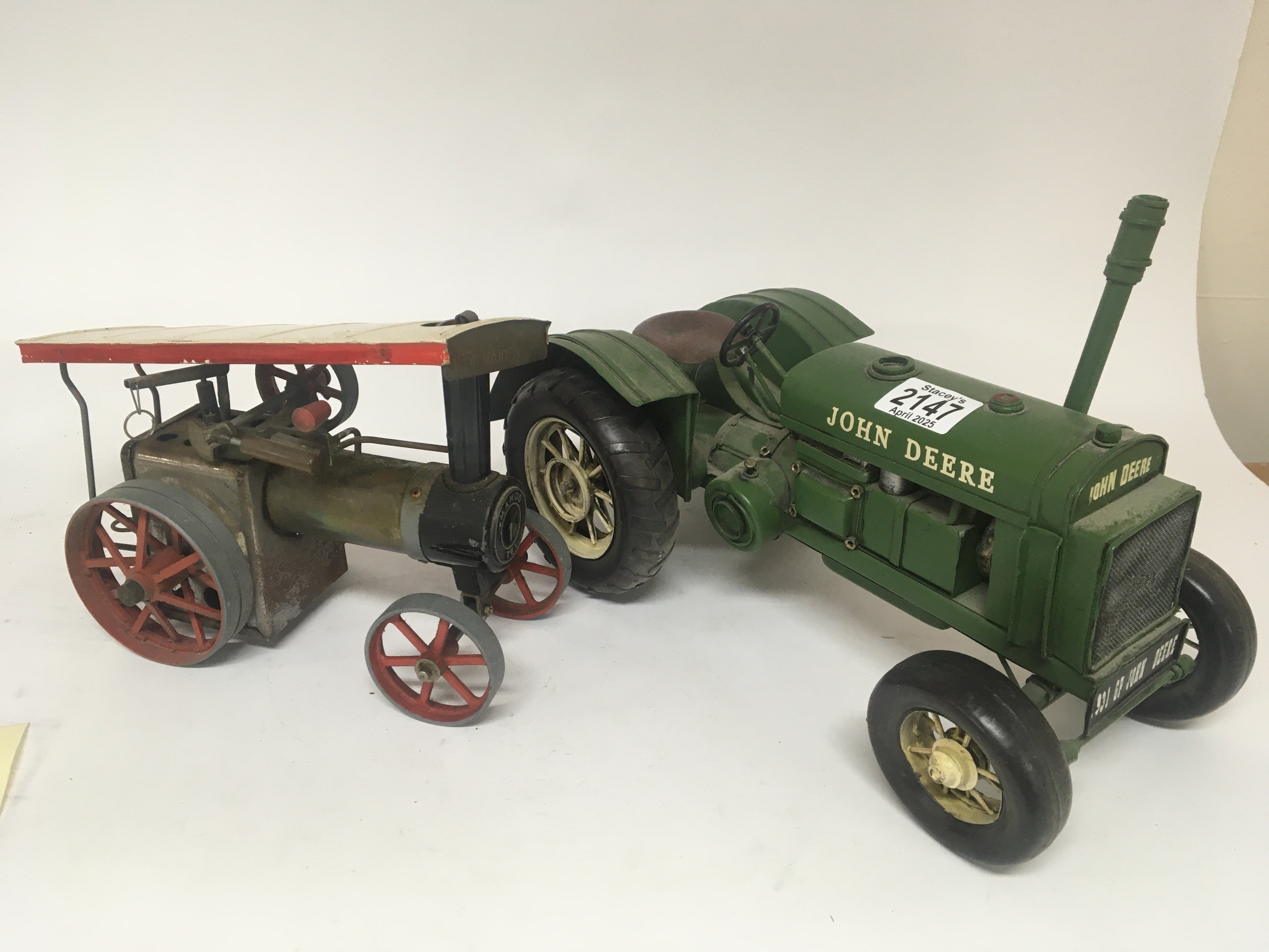 A tin plate Model of a 1931 John Deere Tractor and a Mamod steam engine (2)