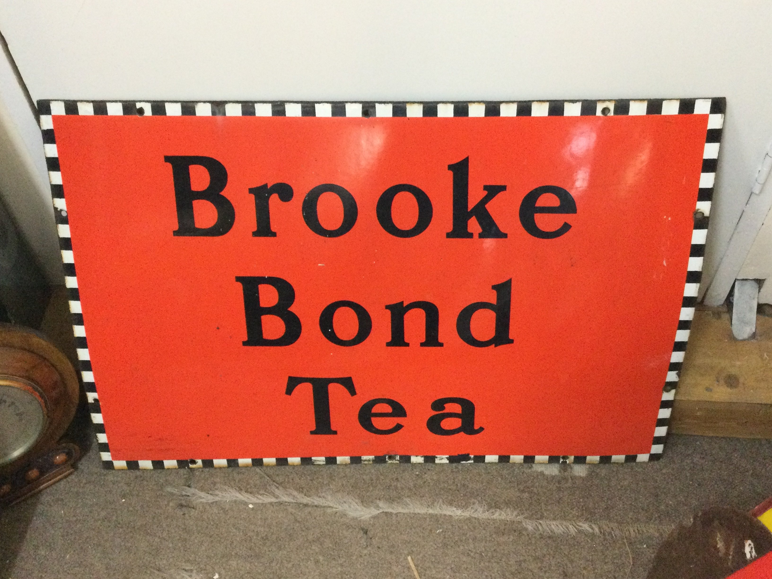 A vintage Brooke Bond Tea enamel sign 76cm wide 52cm tall