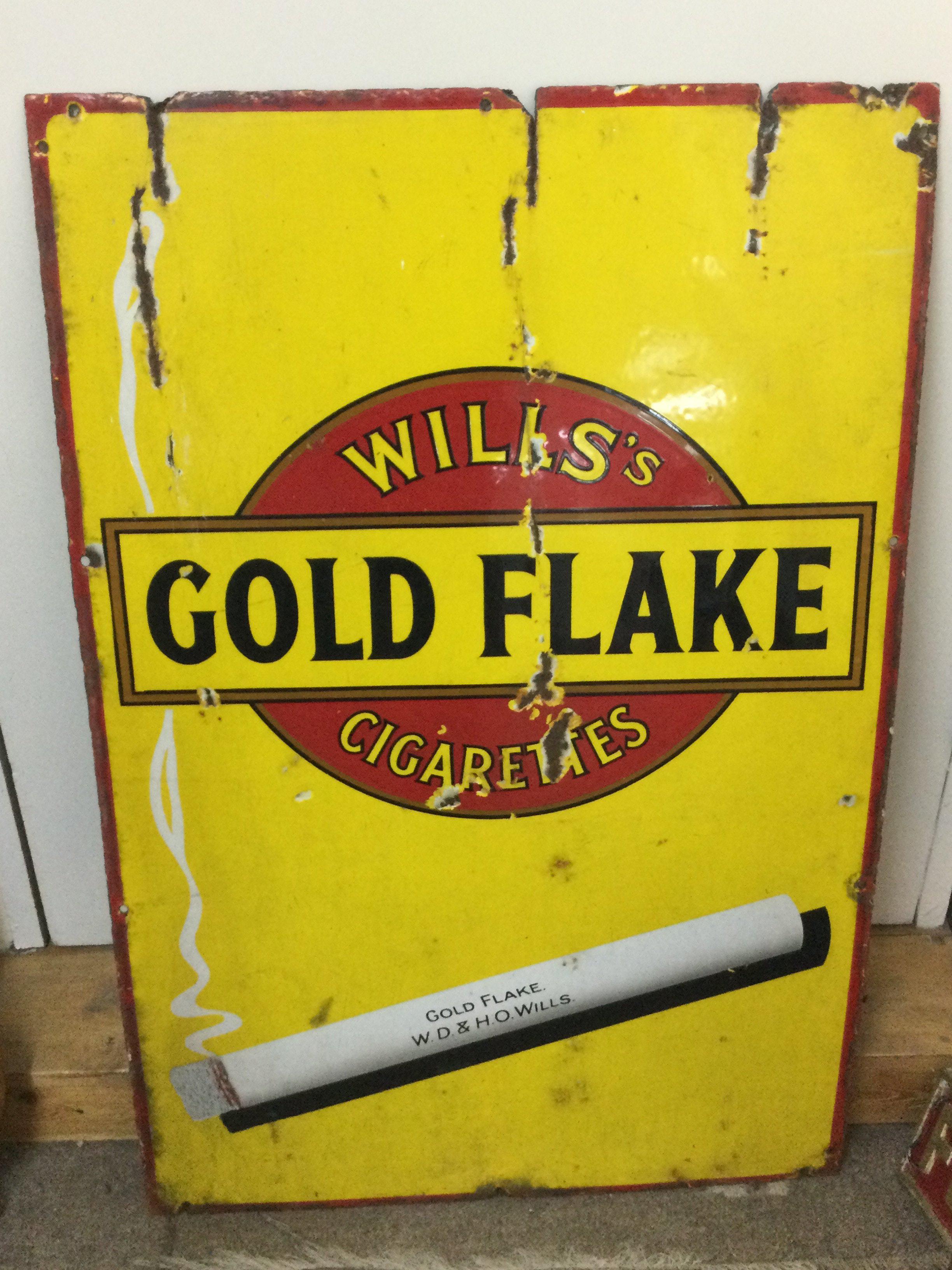 A vintage Wills Gold Flake cigarettes enamel advertising sign, 60cm wide 92cm wide