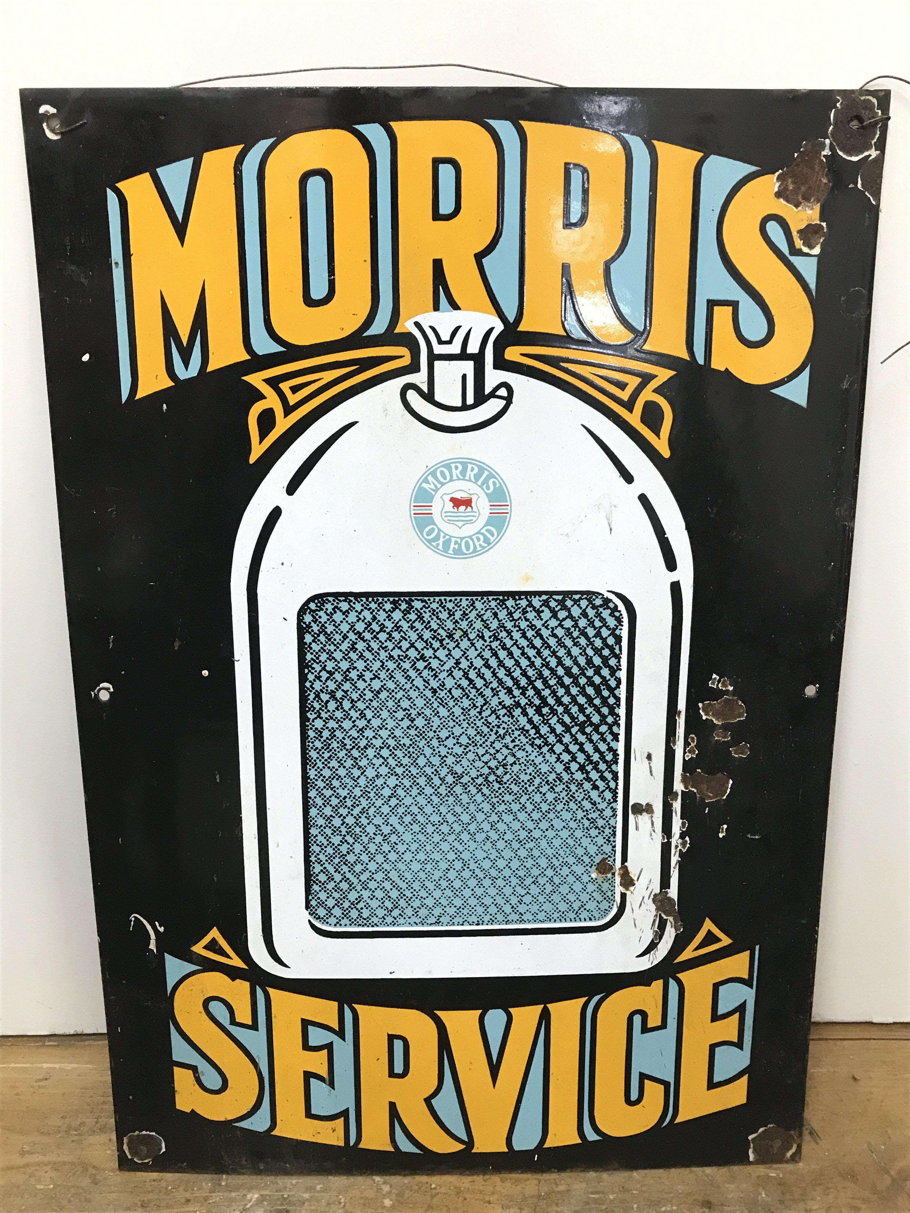 A Vintage Morris Service enamel sign, 35cm wide 53cm tall