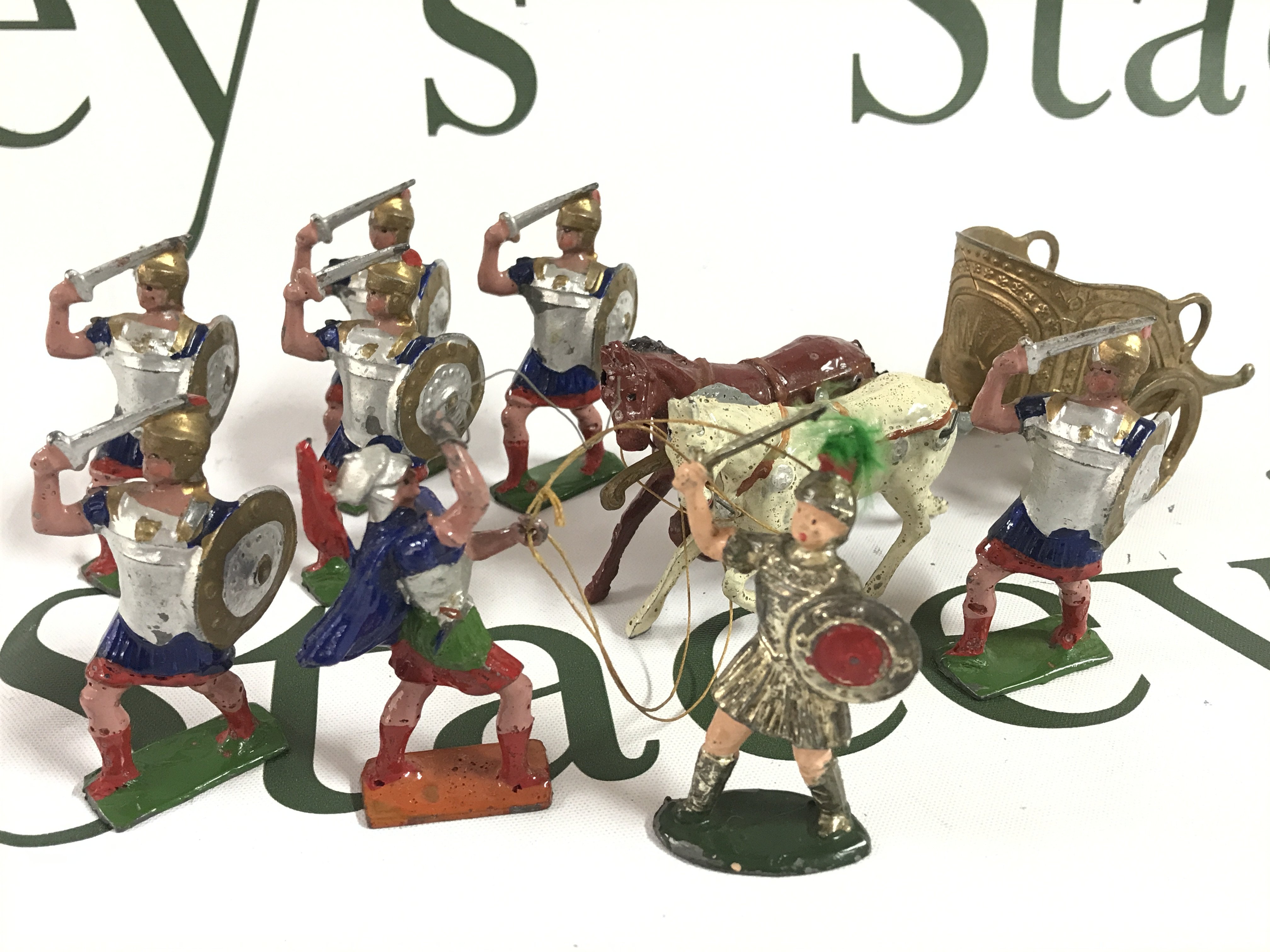 A Collection of vintage Britains Farm animal figures and J Hill and Co lead figures including soldiers and horses , postage category B