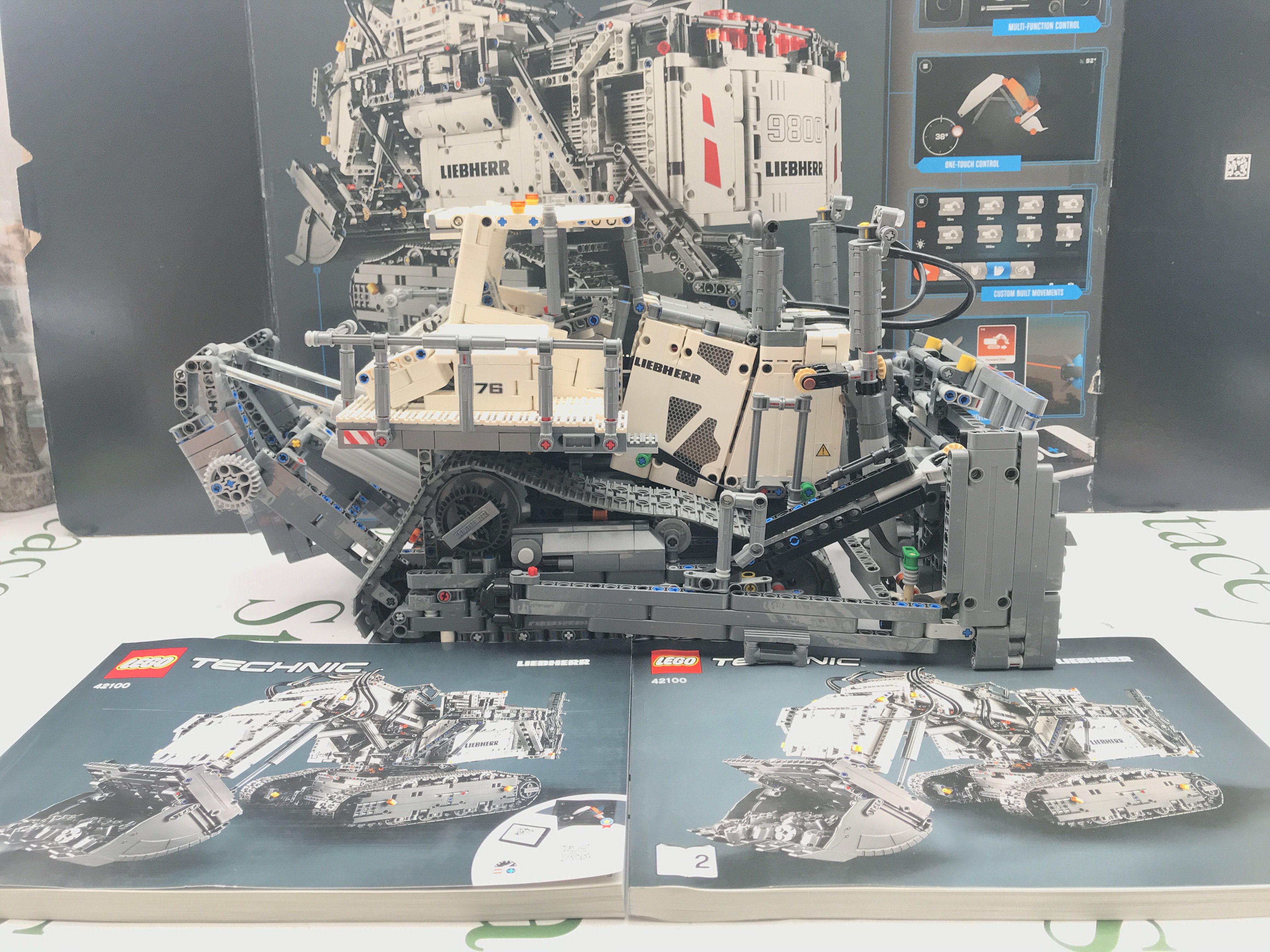 A Lego Libherr R 9800 Excavator #42100 Been turned to A Shovel. With Manuals And Box. Appears Complete. This Lot Cannot Be Posted In House.