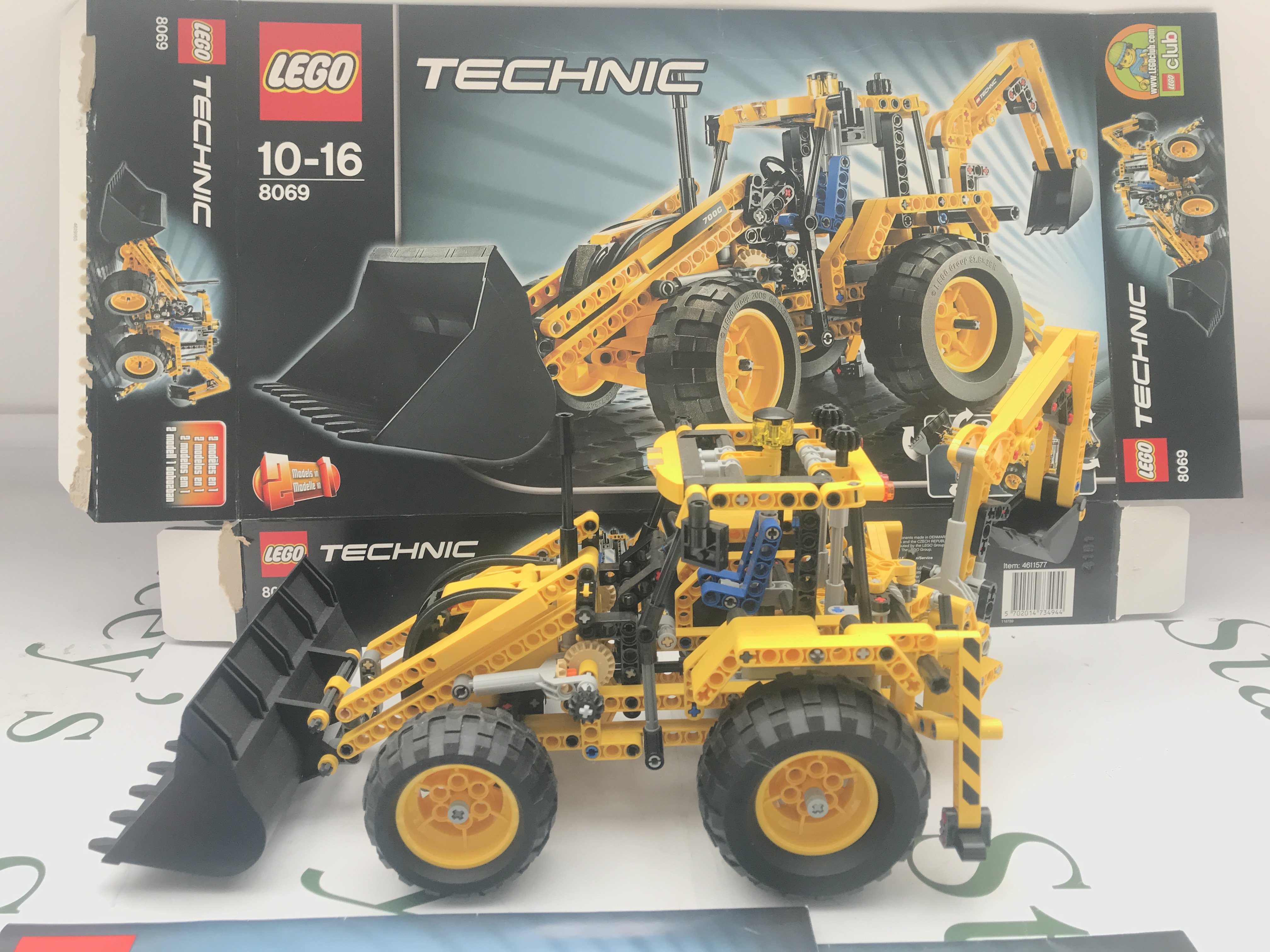 A Lego Backhoe Loader #8069. With Box And Manual This Lot Cannot Be Posted In House.