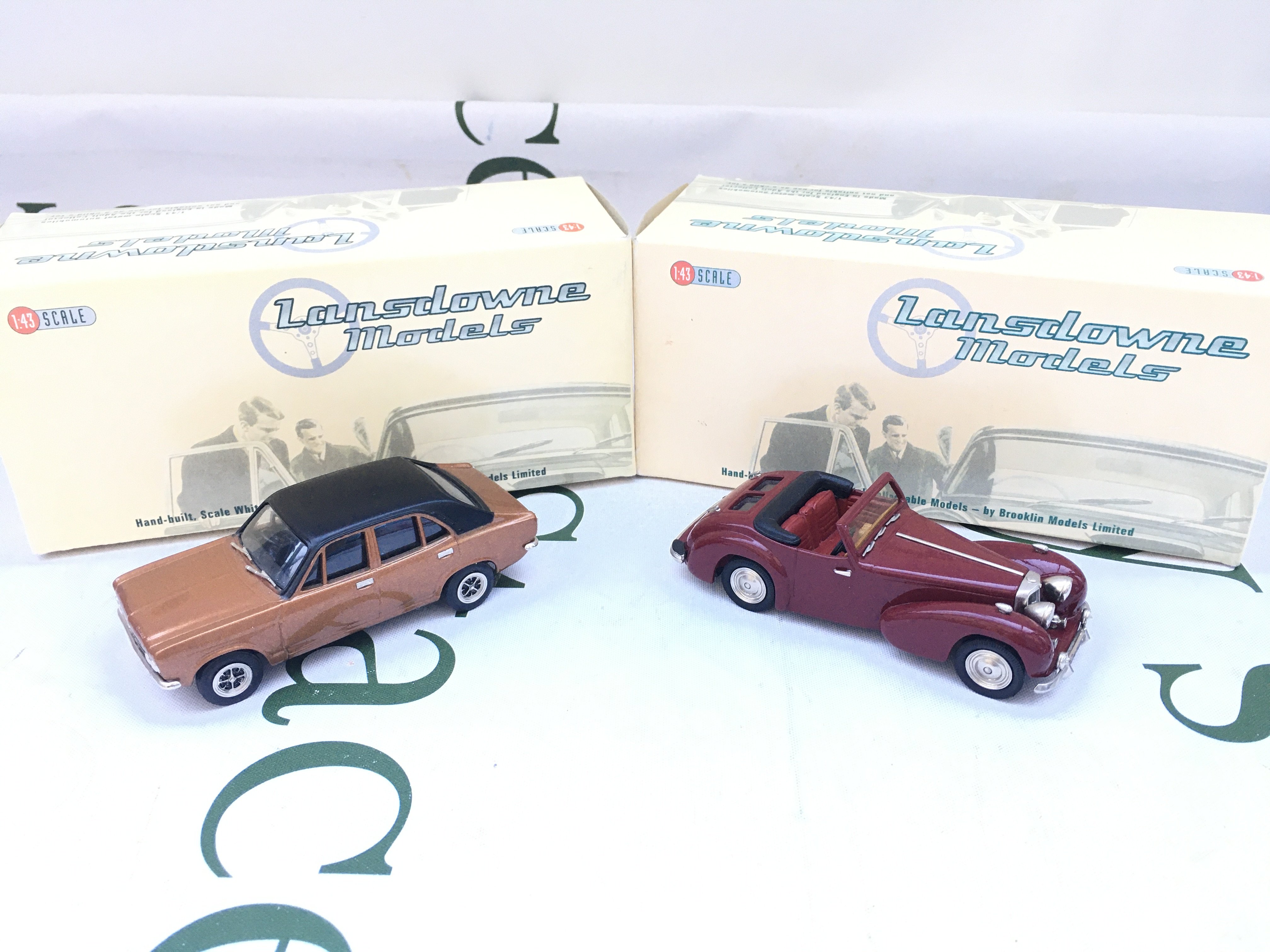 2 X Boxed Lansdowne Models 1/43 Scale.A 1971 Hillman Avenger GLS #LDM35X And A 1949 Triumph 2000 Roadster #LDM.37.