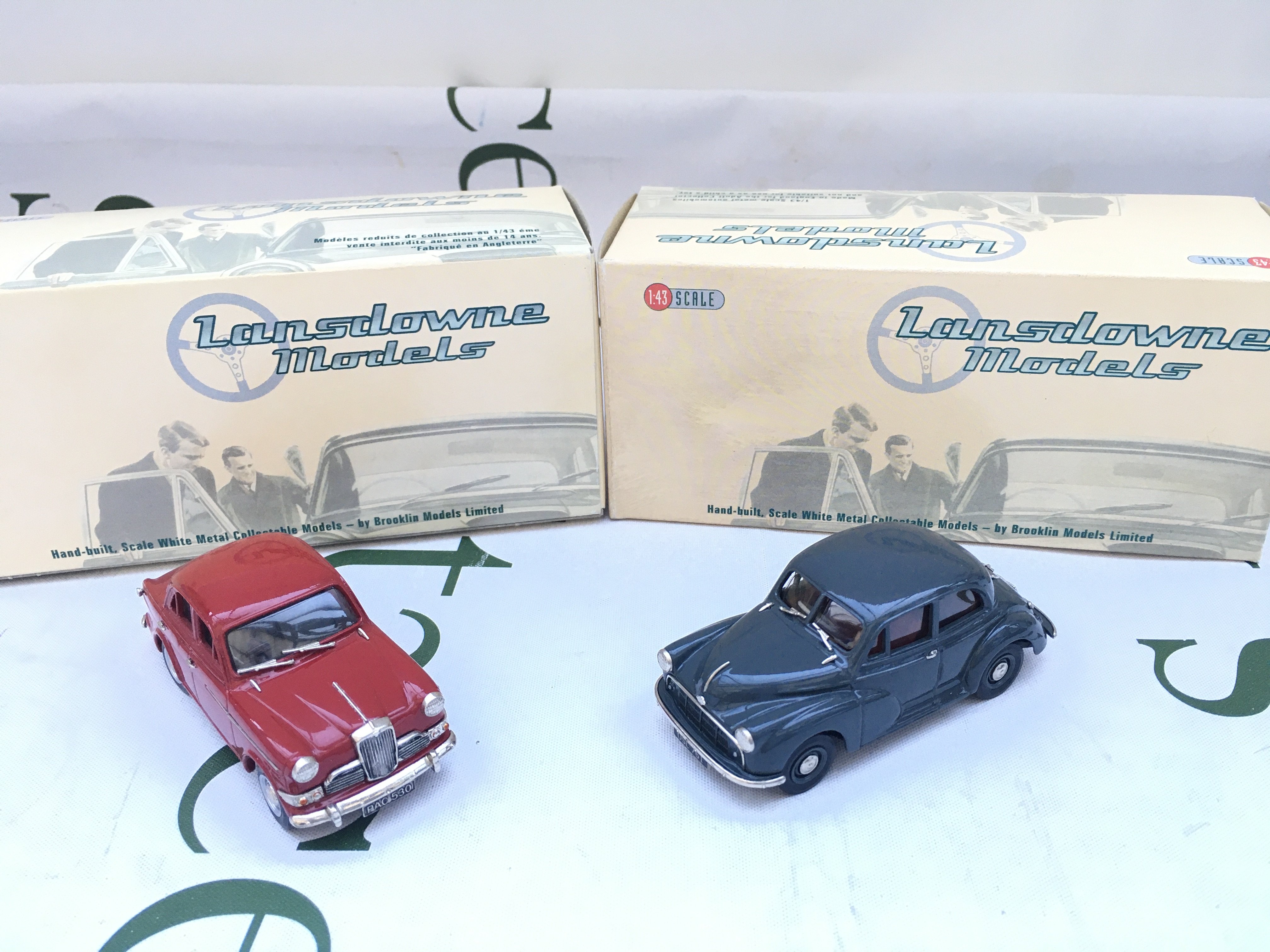 2 X Boxed Lansdowne Models 1/43 Scale. A 1957 Riley One-Point-Five Saloon #LDM.77 And A 1952 Morris Minor Series II 2 Door #LDM.36.