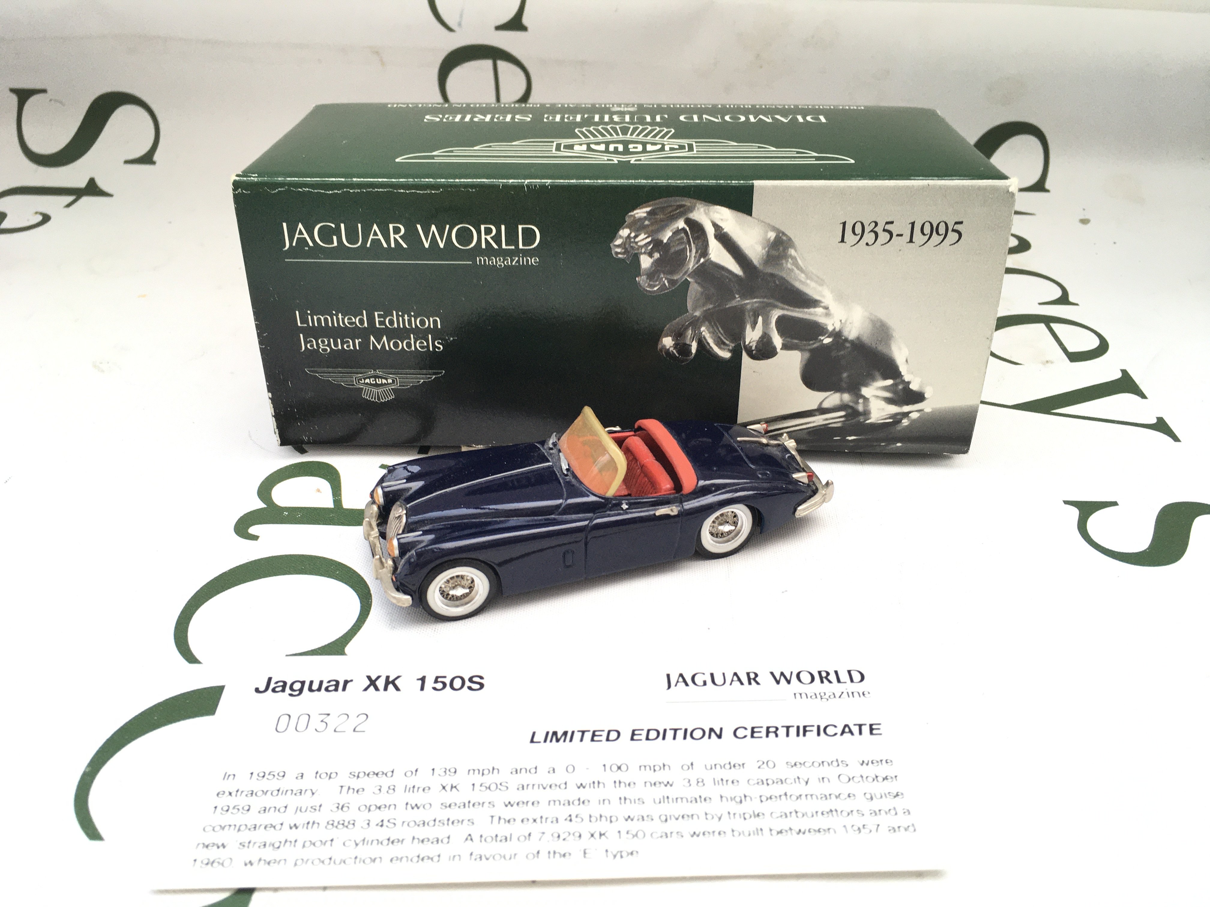 A Boxed Jaguar World 1/43 Scale JaguarXK 150 s 1959.