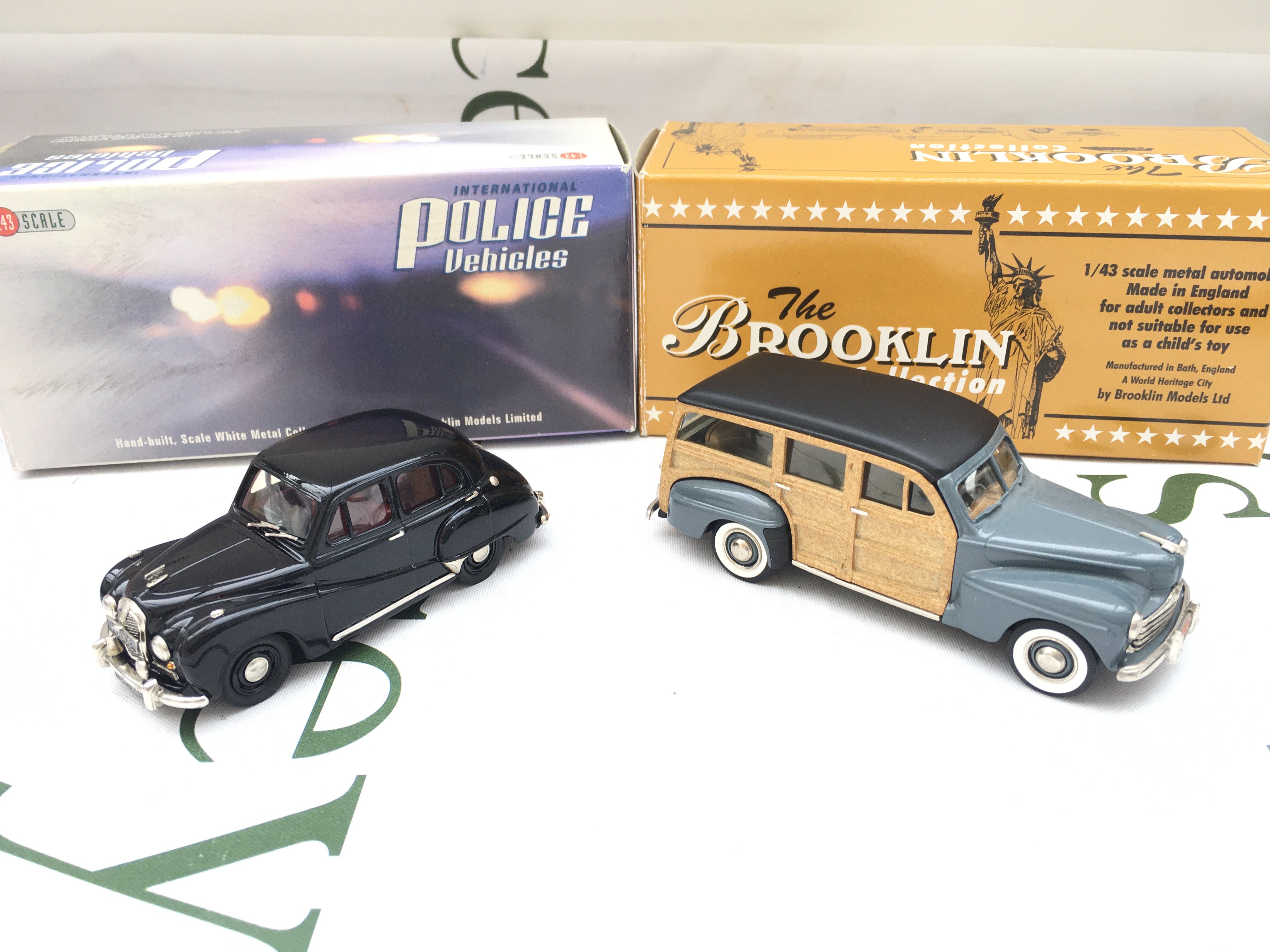 2 X Boxed Brooklin Model Diecast. A Austin A40 Somerset Constabulary And. Ford V-8 Station Wagon.
