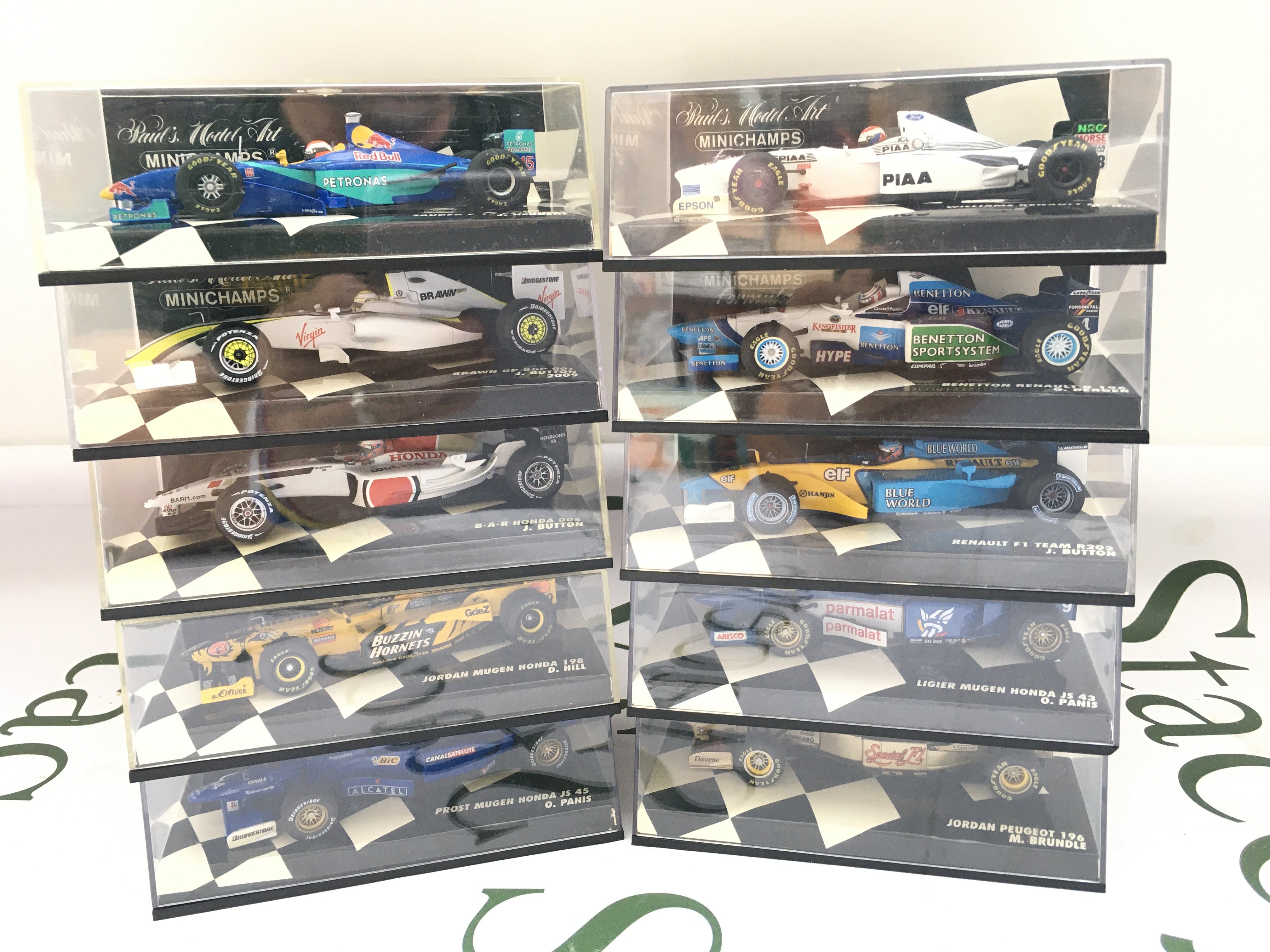 10 Boxed Minichamps 1/43 F1 Racing Cars.1/43 Scale.