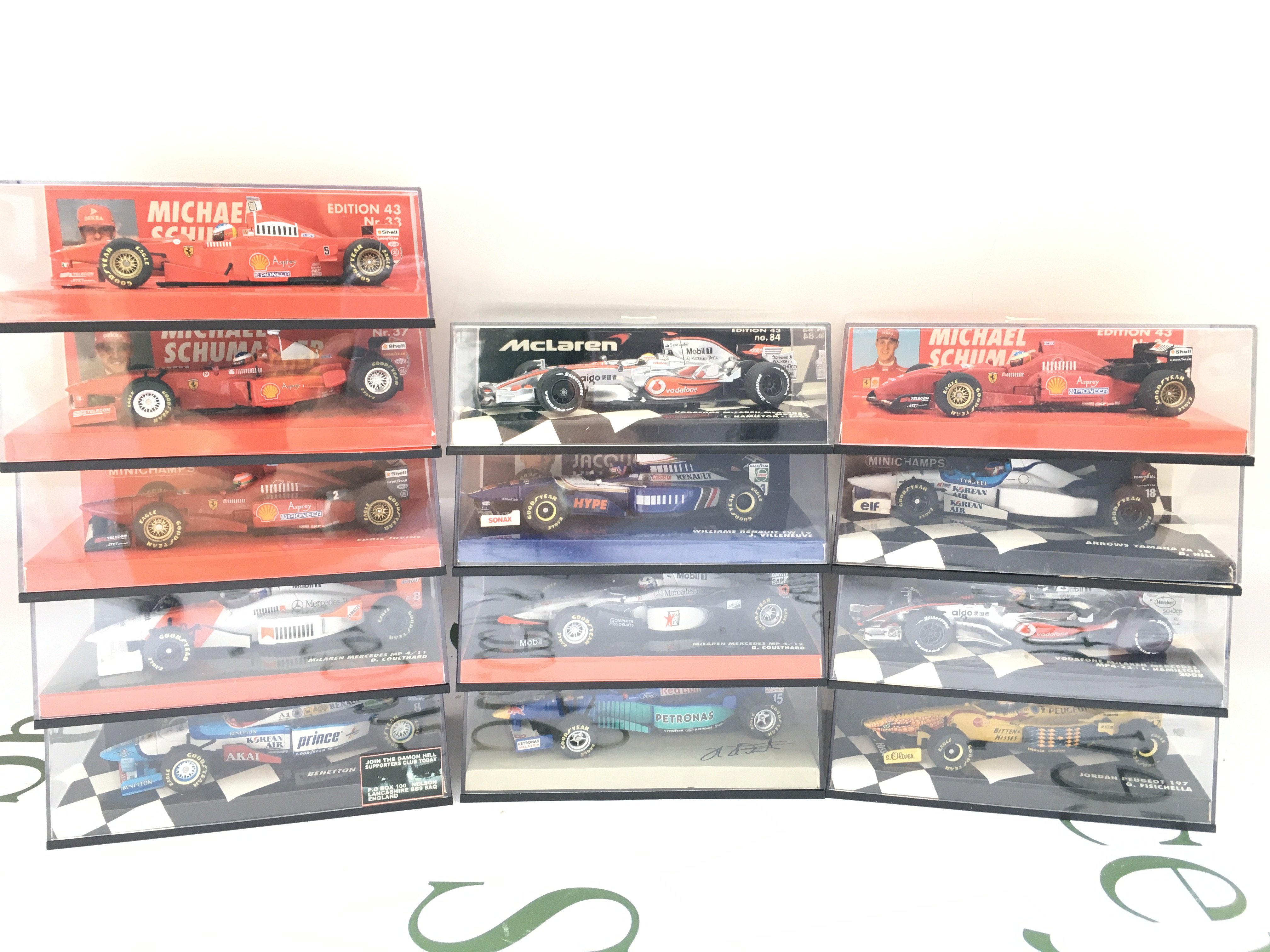 13 Boxed Minichamps F1 Racing Cars 1/43 Scale.
