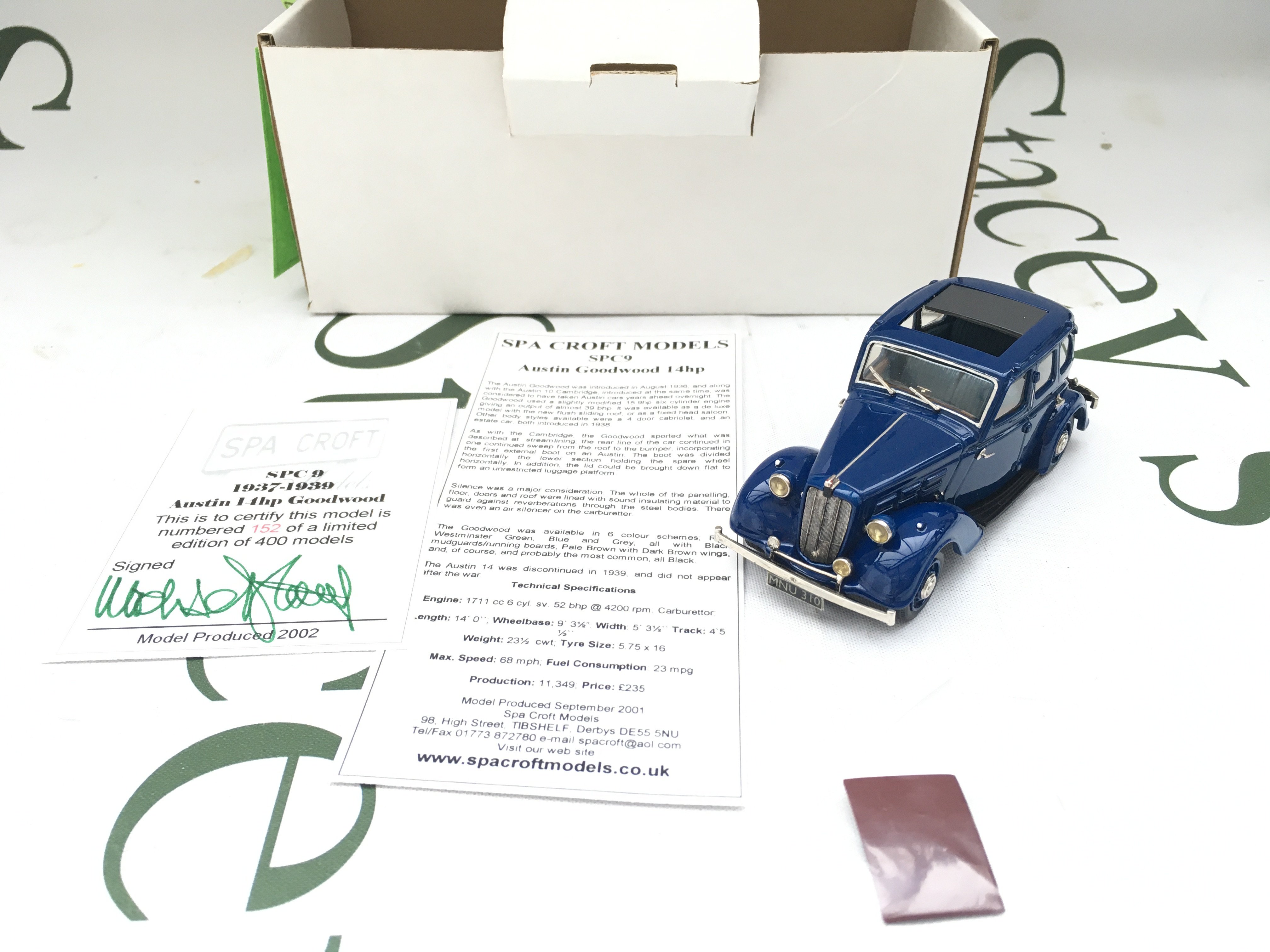 A Boxed Spa Croft Models 1937-1939 Austin 14hp Goodwood. 1/43 Scale.