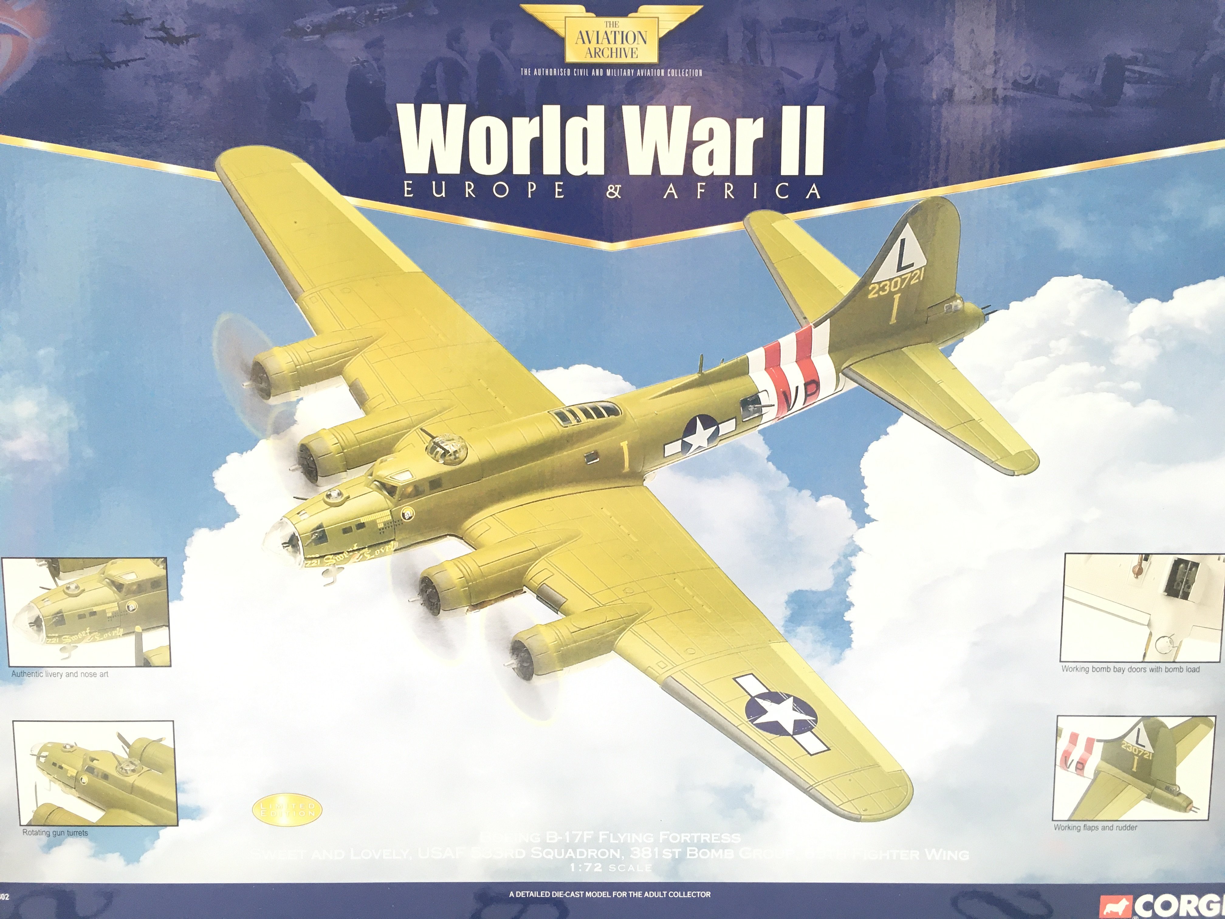 A Boxed Corgi Aviation Archive Boeing B-17F Flying Fortress #AA33302.