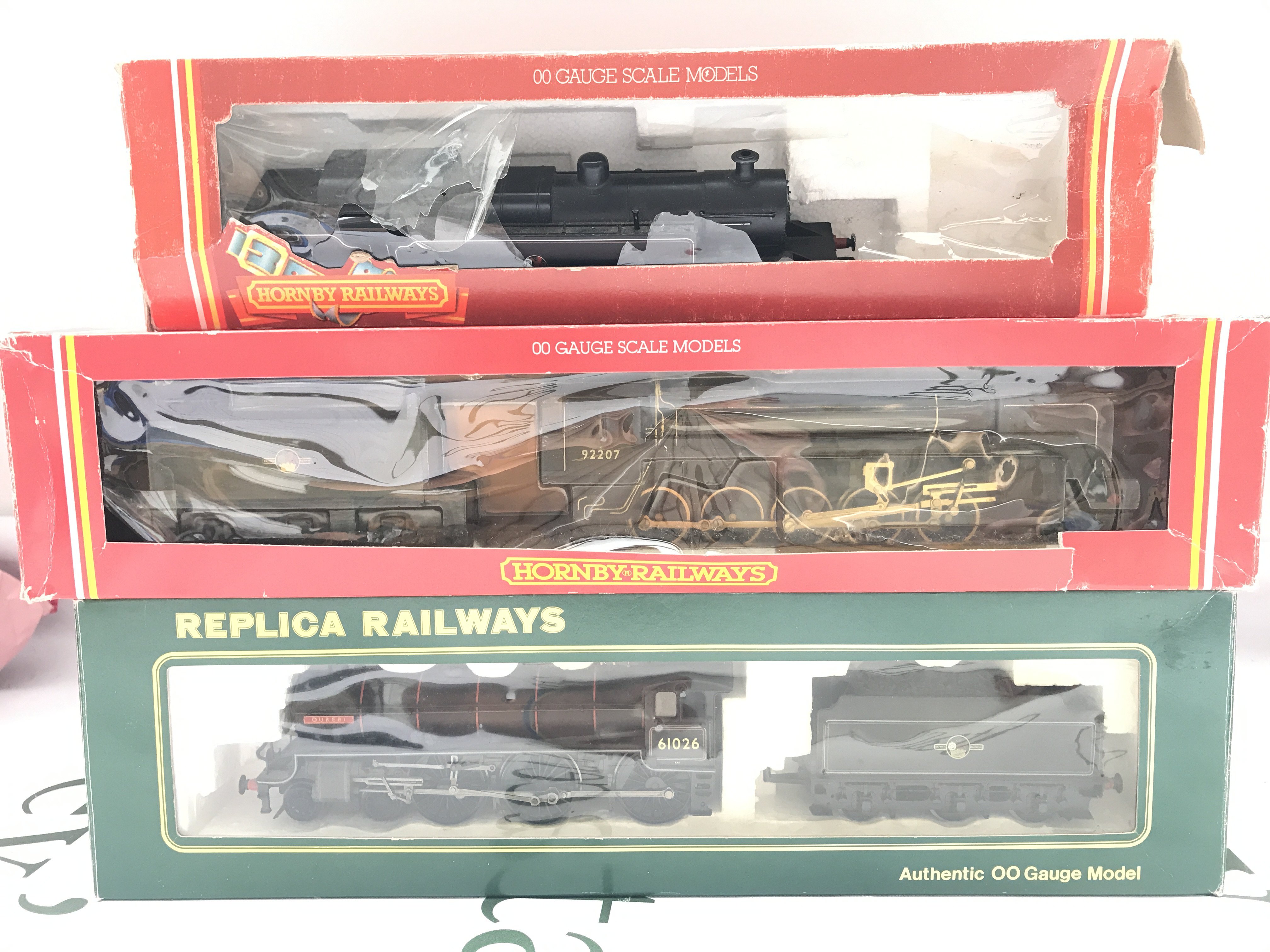 3 Boxed 00 Gauge Locomotives by Hornby and Replica. Boxes are Worn.