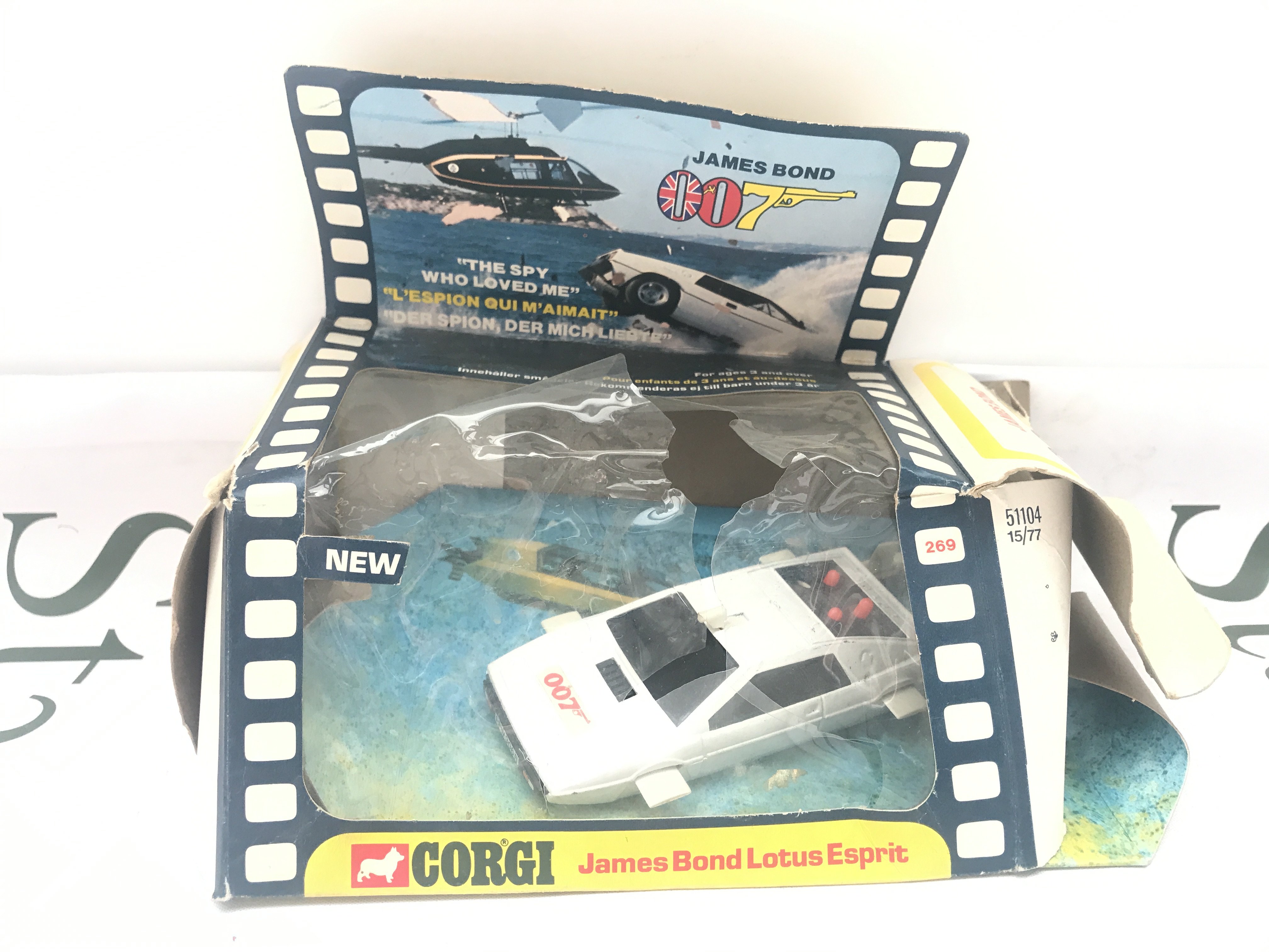 A Boxed Corgi James Bond Lotus Esprit #269 Box Is Very Worn. With 3 Rockets. No Reserve.