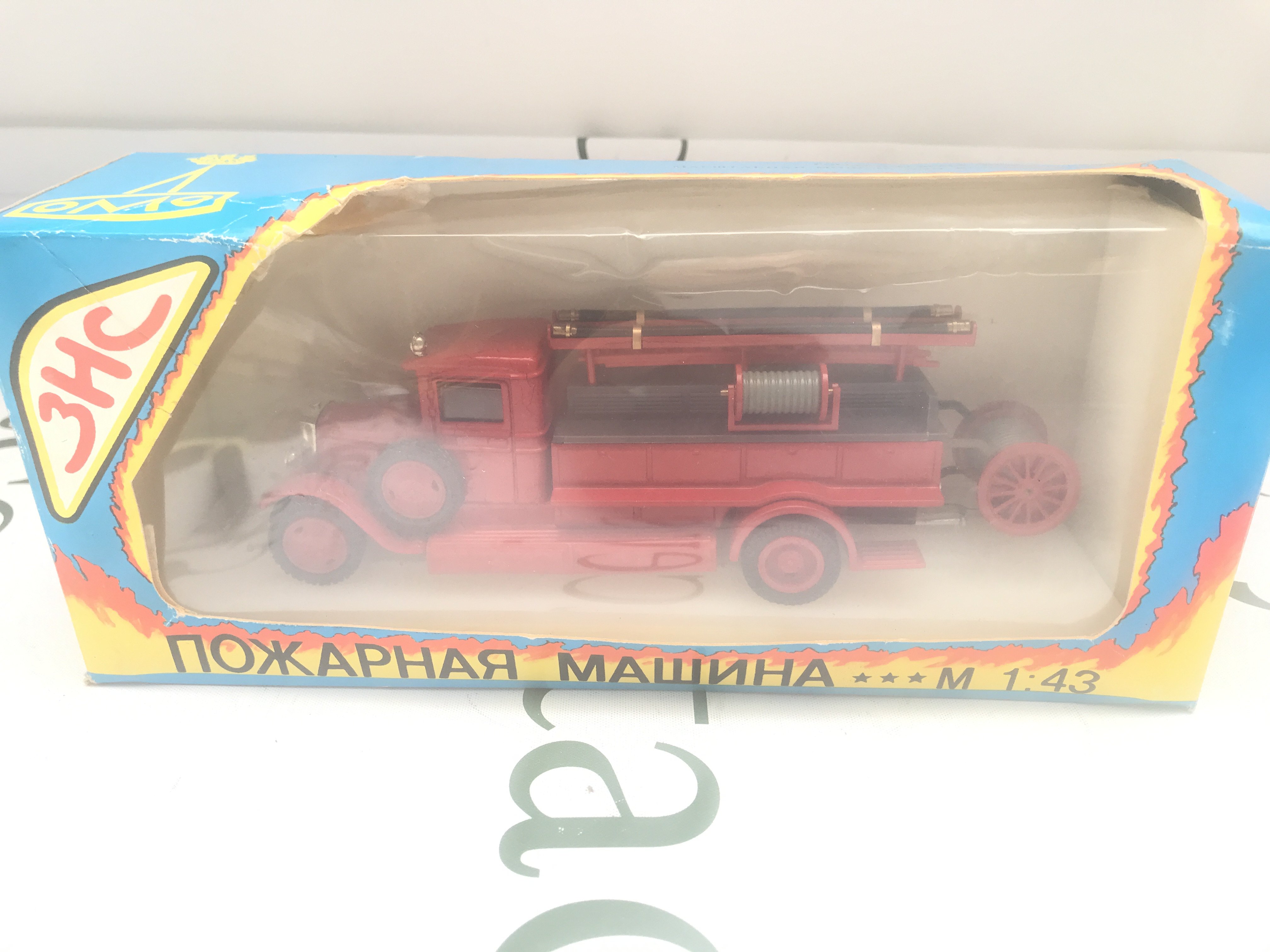 A Boxed Russian OMO Diecast 1930s Firetruck 1/43 Scale.