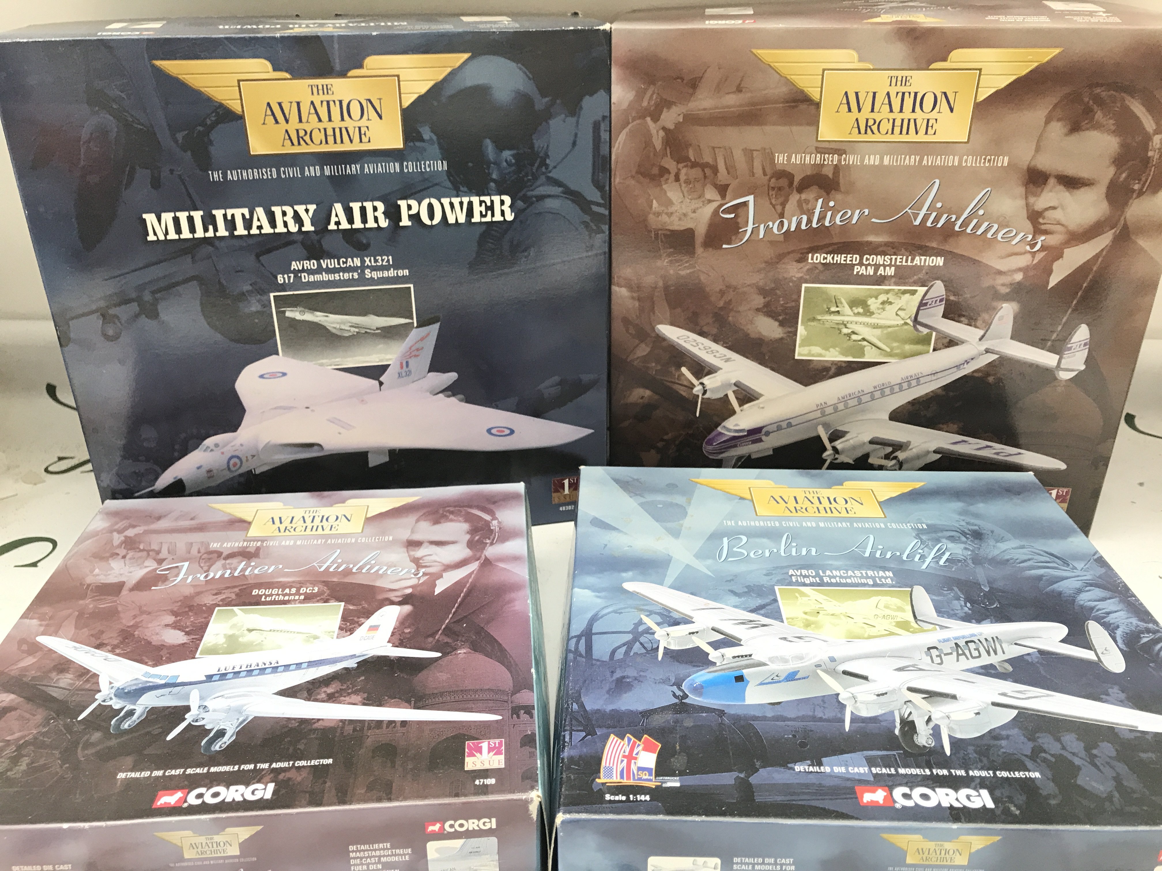 4 X Boxed Corgi Aviation Archive Models. A Avro Vulcan. A Lockheed Constellation. A Douglas DC3 And A Avro Lancaster. No Reserve. (4).