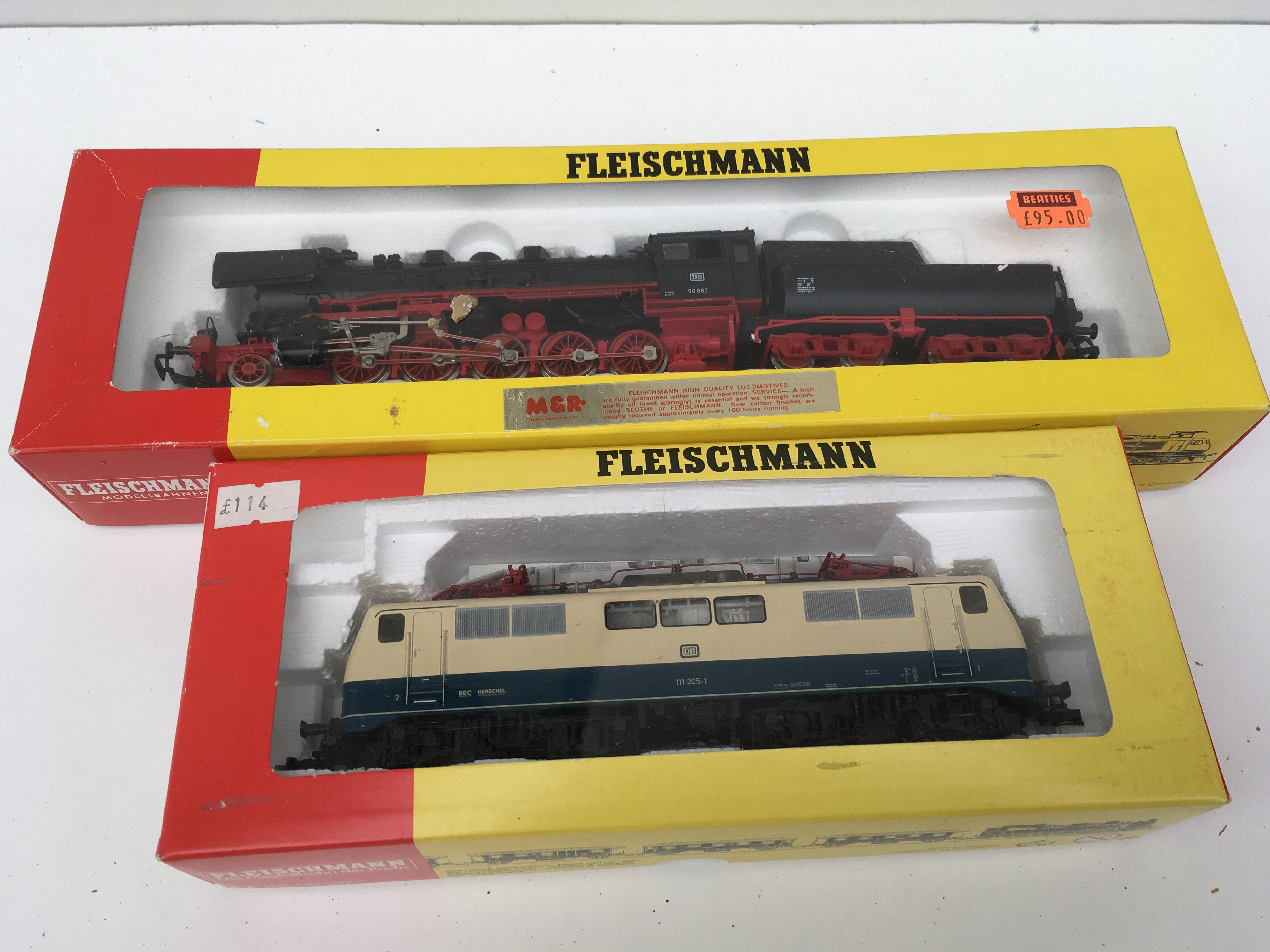2x boxed model railway locomotives by Fleischmann featuring 4348 and 4179. No reserve
