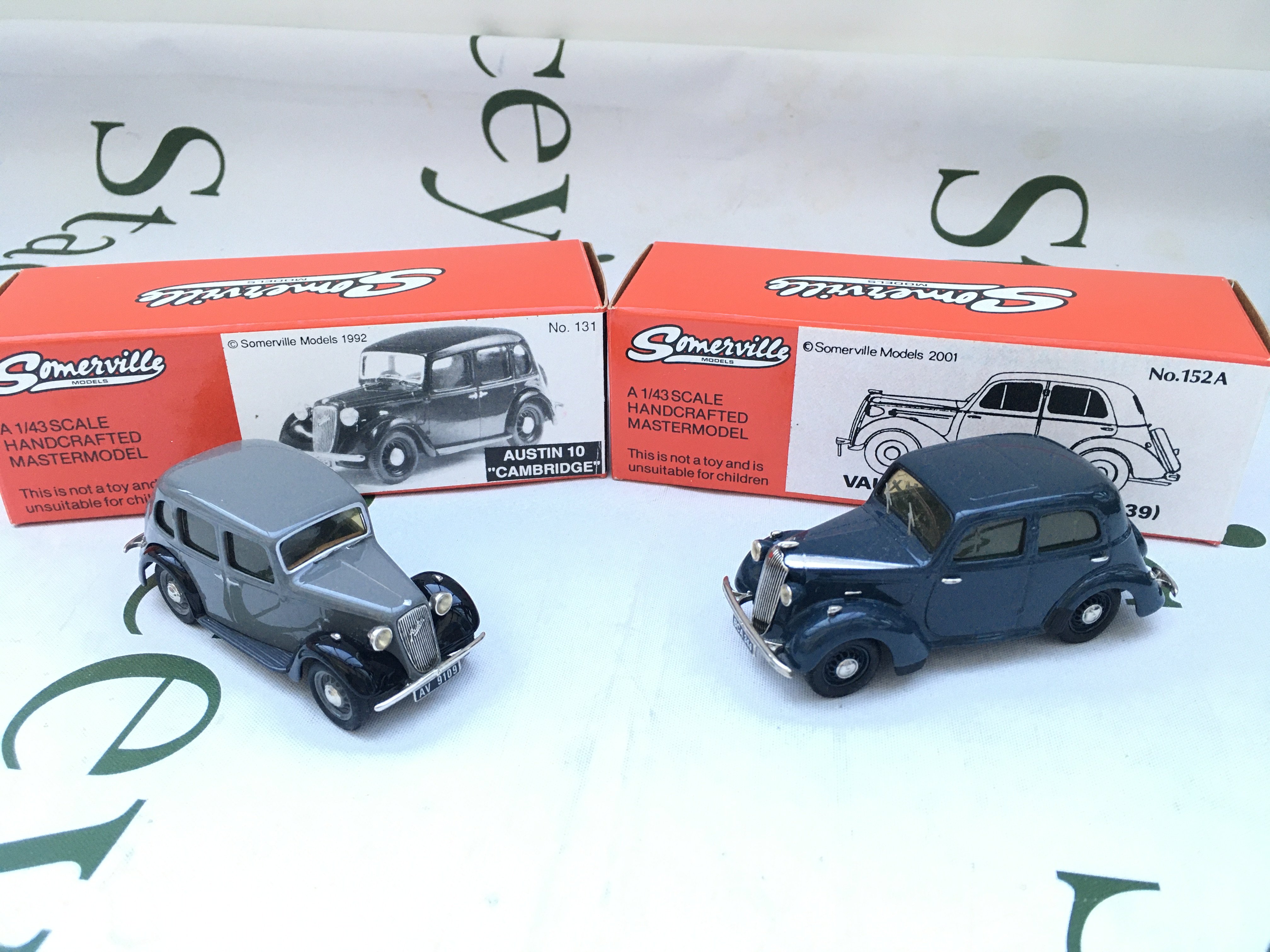 2 X Boxed Somerville Models 1/43 Scale A Austin 10 #131 And A 1939 Vauxhall 10 H-Type #152A.