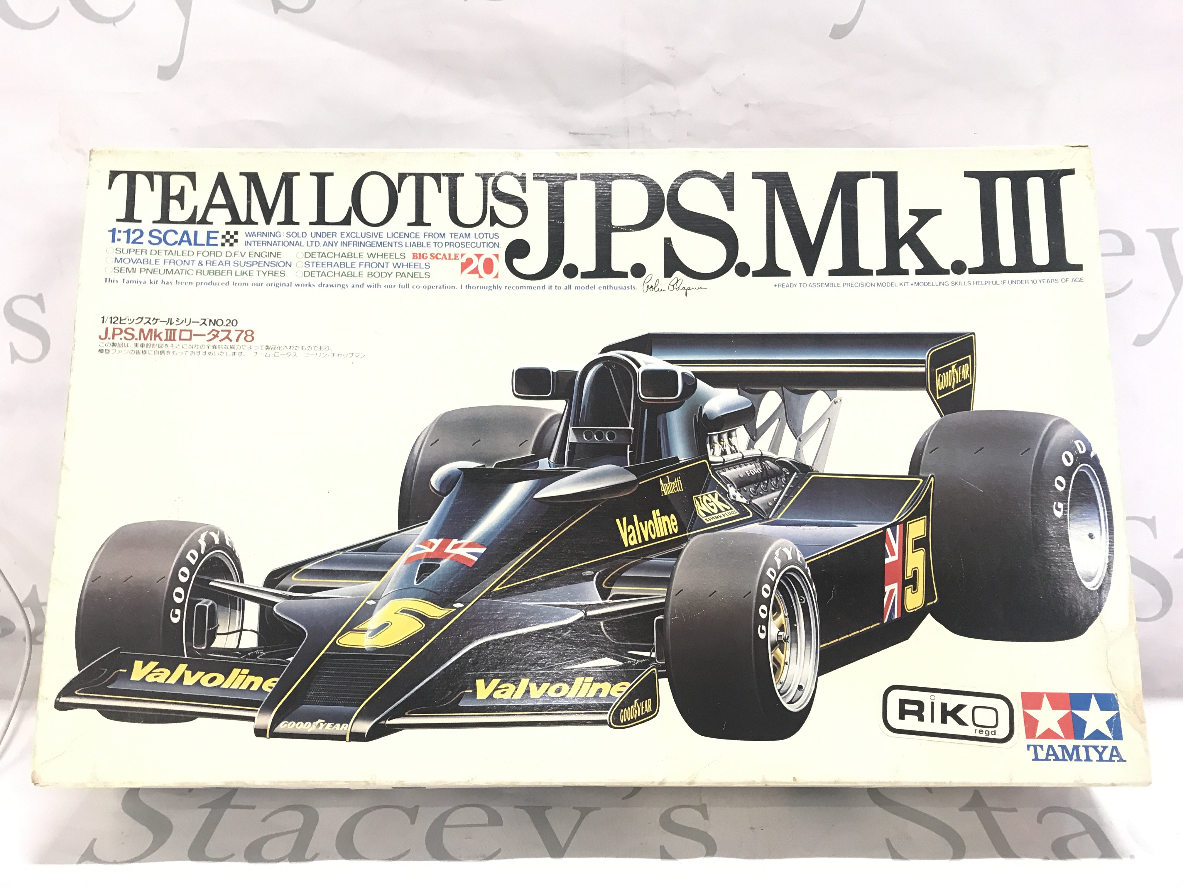 A Boxed And Complete Tamiya Team Lotus J.P.S. MK.III Car Model Kit. 1/12 Scale.