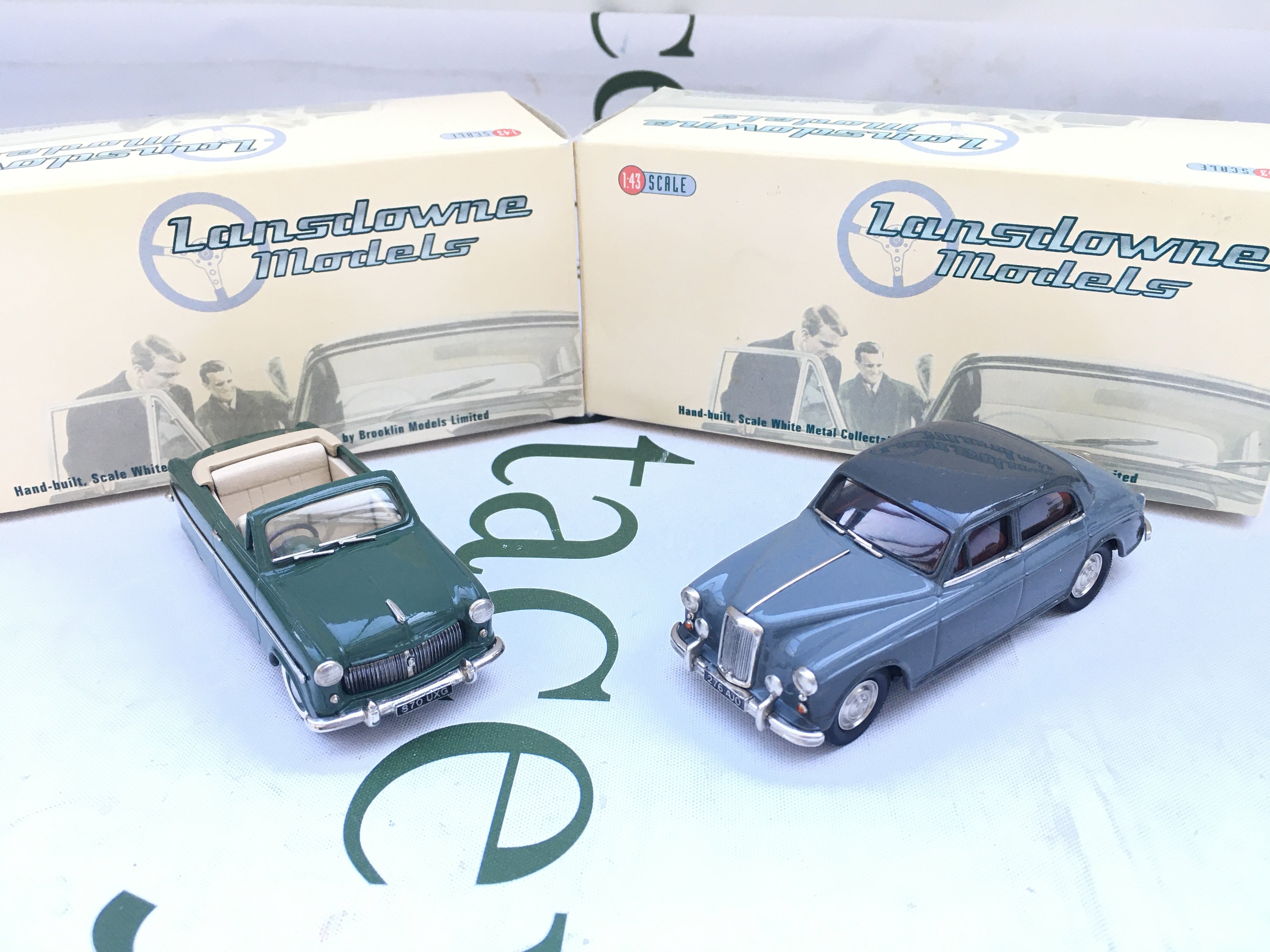 2 X Boxed Lansdowne Models 1/43 Scale.A 1956 Ford Consul MK 1 Convertible #LDM.65 And A 1958 Riley 2.6 Sports Saloon #LDM.72.