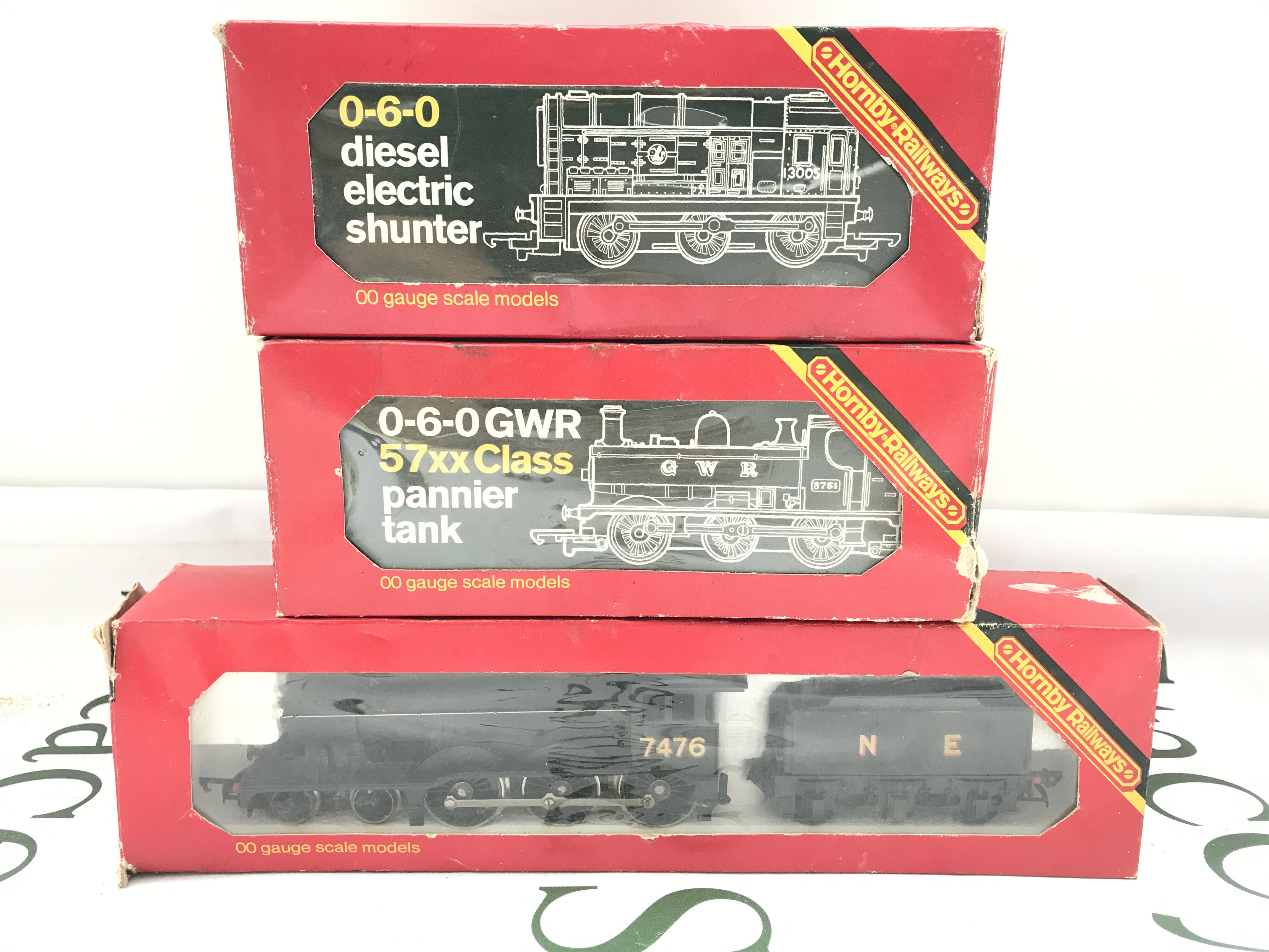 Withdrawn - 3 Boxed Hornby 00 Gauge Locomotives. A Diesel Shunter #R.156 A GWR Loco #R.041 And A LNER Loco Class B12/3 #R150. (3)