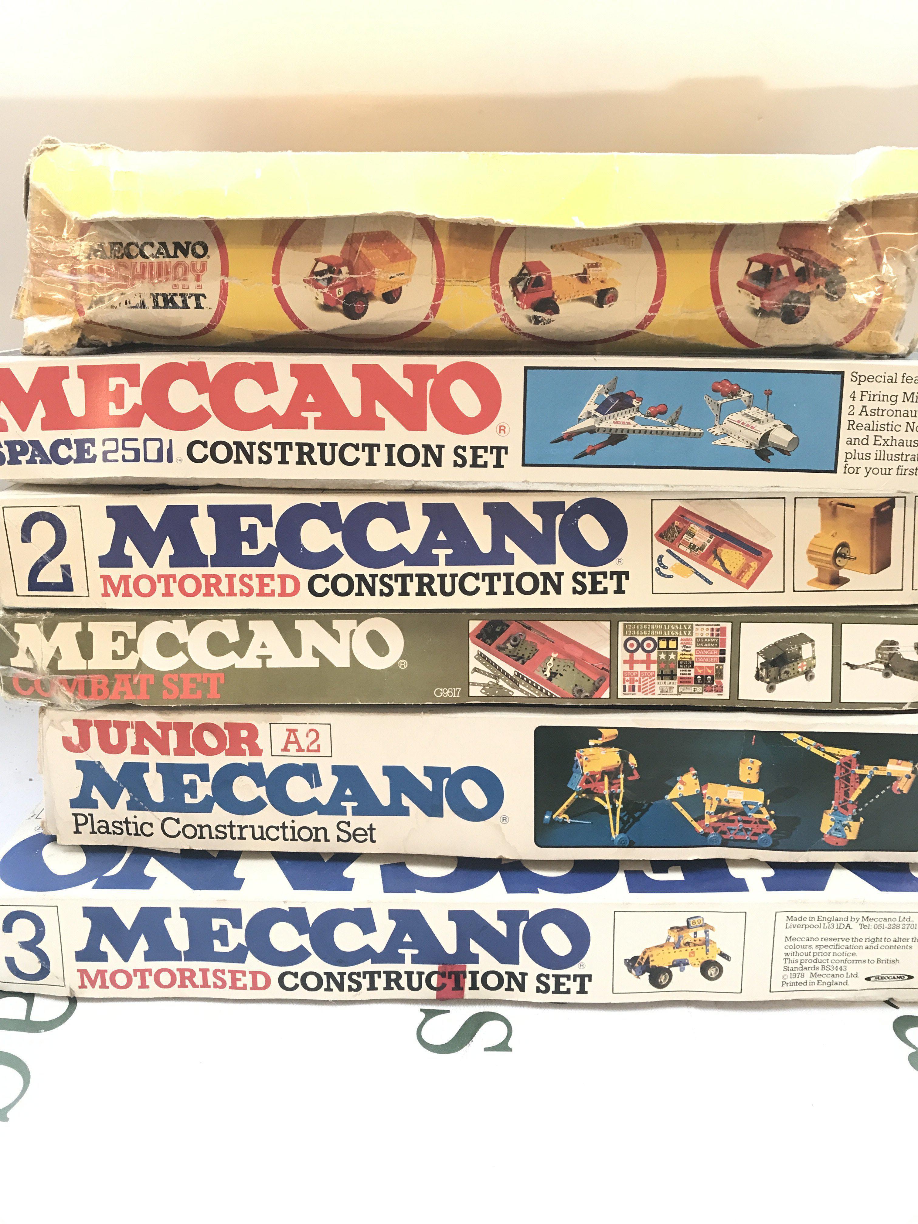 6 Boxed Meccano Sets Including Space 2501. Combat Set.etc. No Reserve. (6).