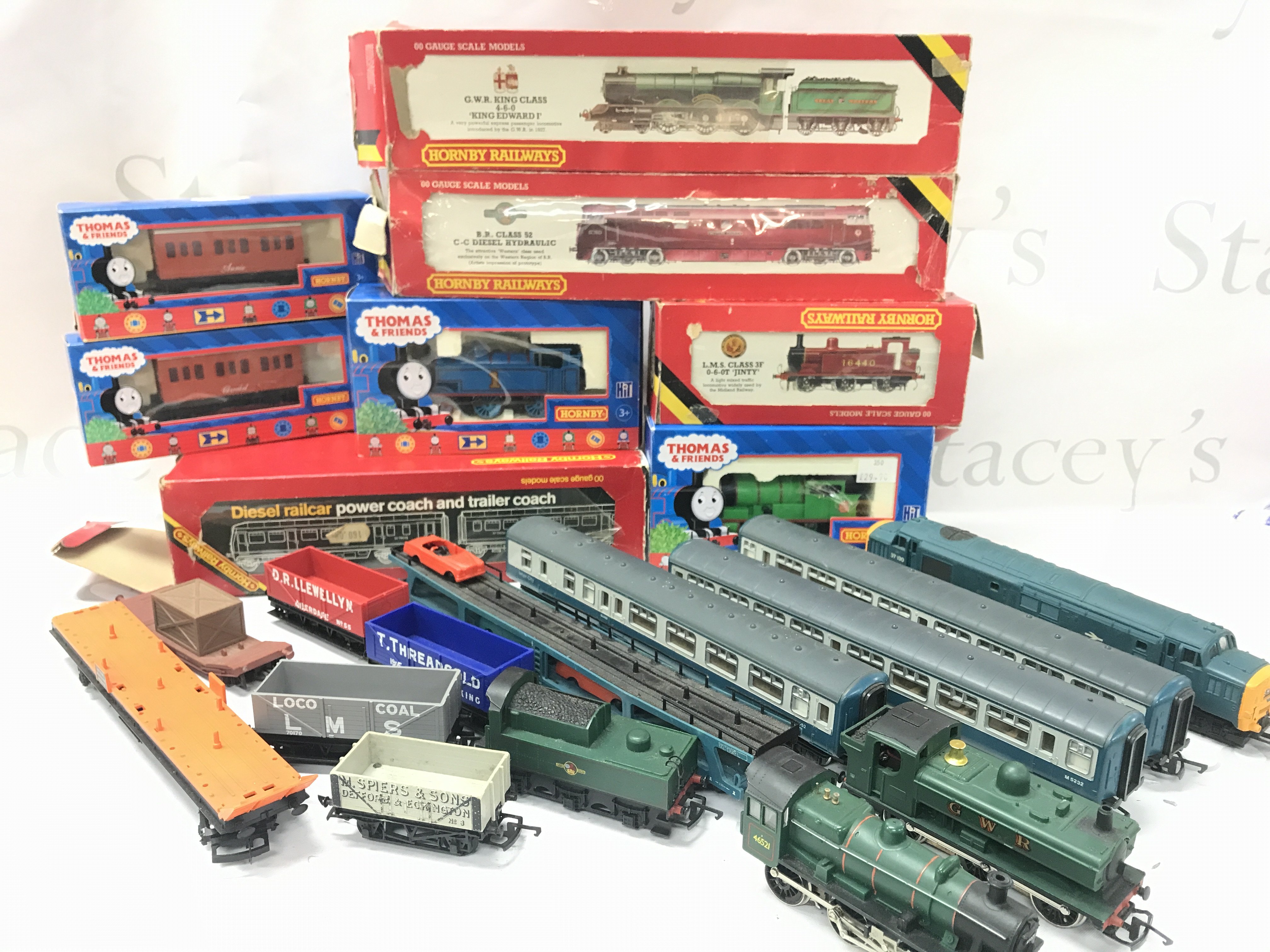 3 Boxes Containing 00 Gauge Boxed And Loose Locos. Coaches. Wagons. Track And Accessories. (3).