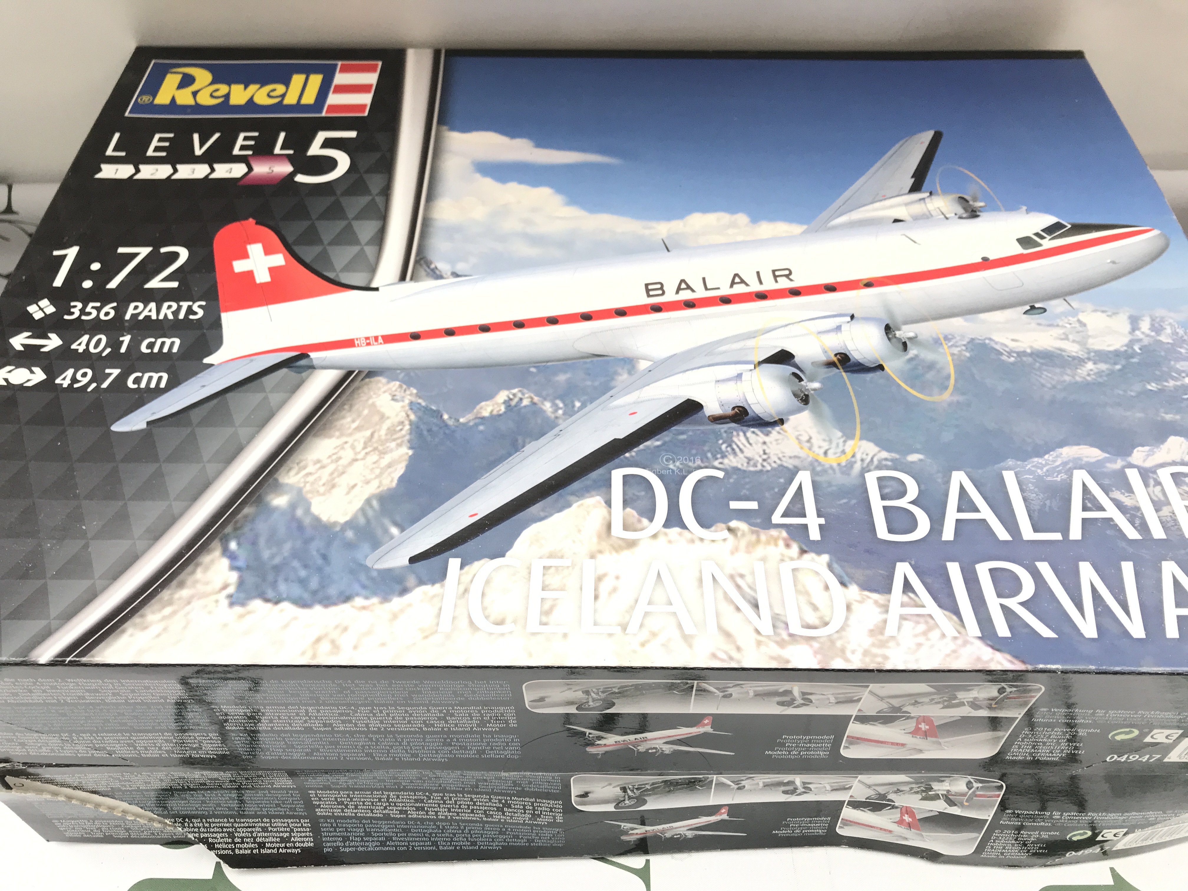 2 X Boxed Revell 1/72 Scale DC-4 Balair/ Iceland Airways Plastic Model Kits.