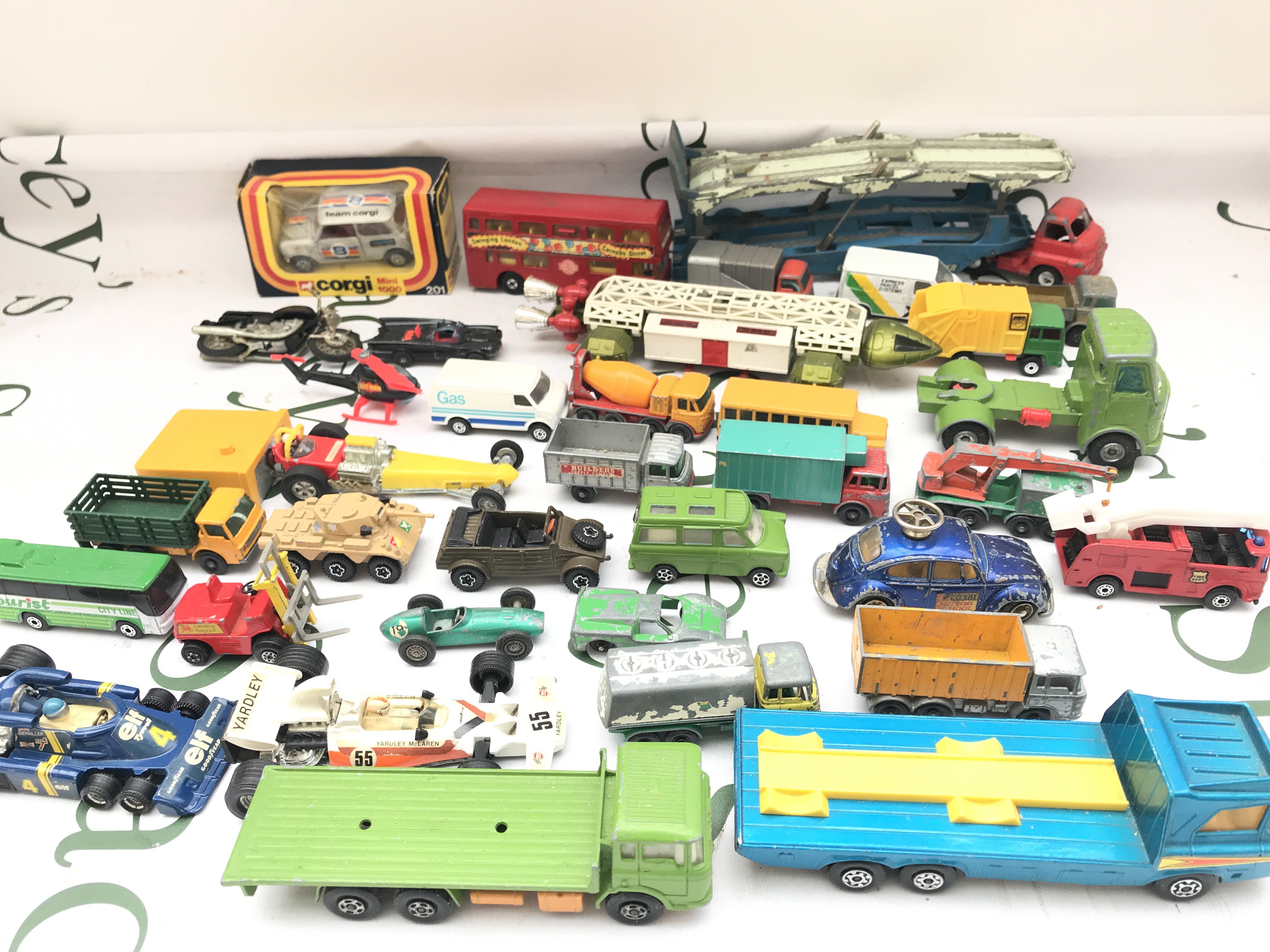 A Collection Of Playworn Diecast including A Boxed Corgi Mini 1000 #201. No Reserve.
