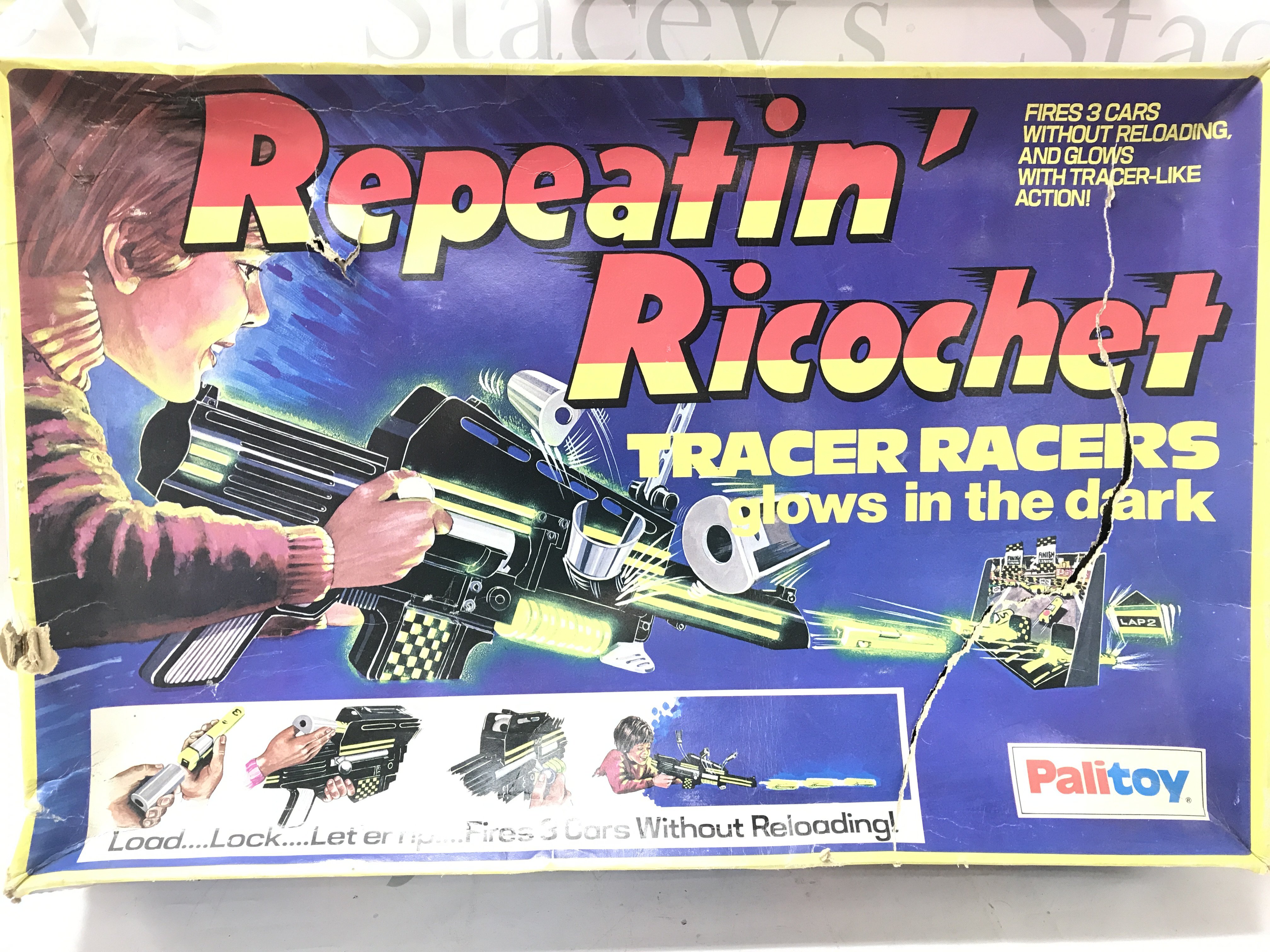A Boxed Palitoy Repeatin Ricochet Tracer Racers.Box Is Worn. No Reserve.