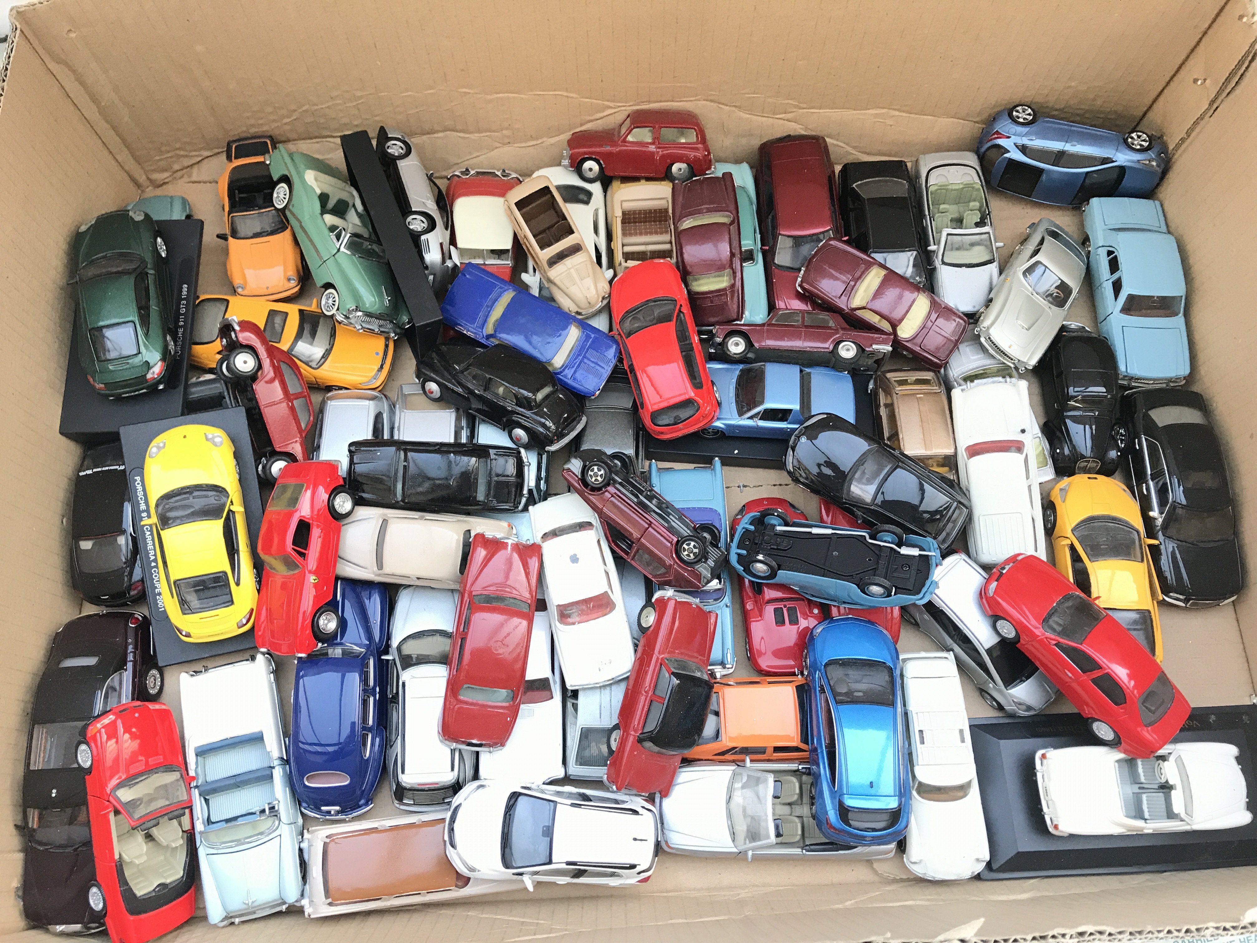 A Box Containing Loose Diecast Cars. No Reserve.