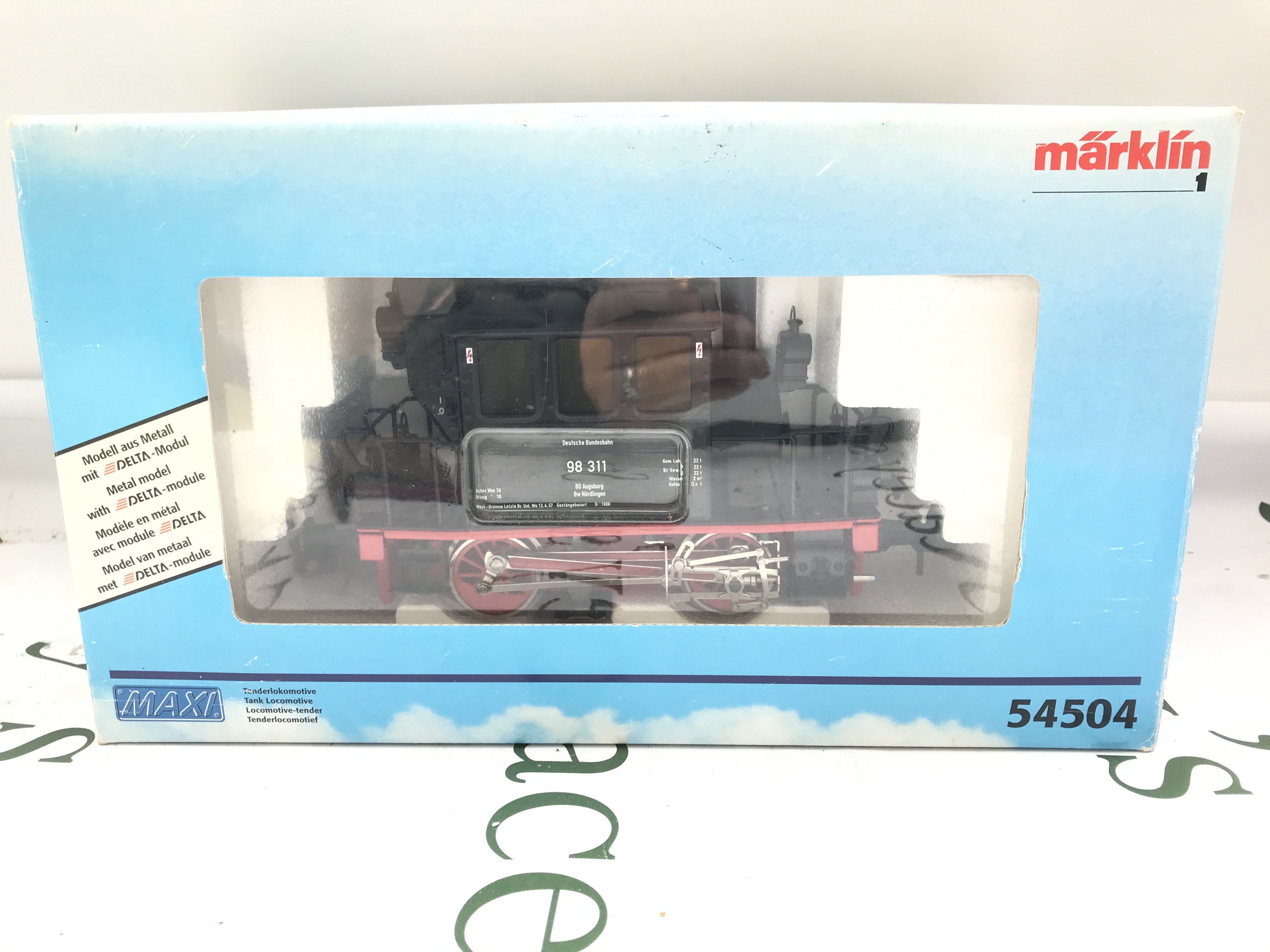 A Boxed Marklin Maxi Series Gauge 1 54504 BR98 Class Glaskasten Steam Locomotive. With some Track. No Reserve.
