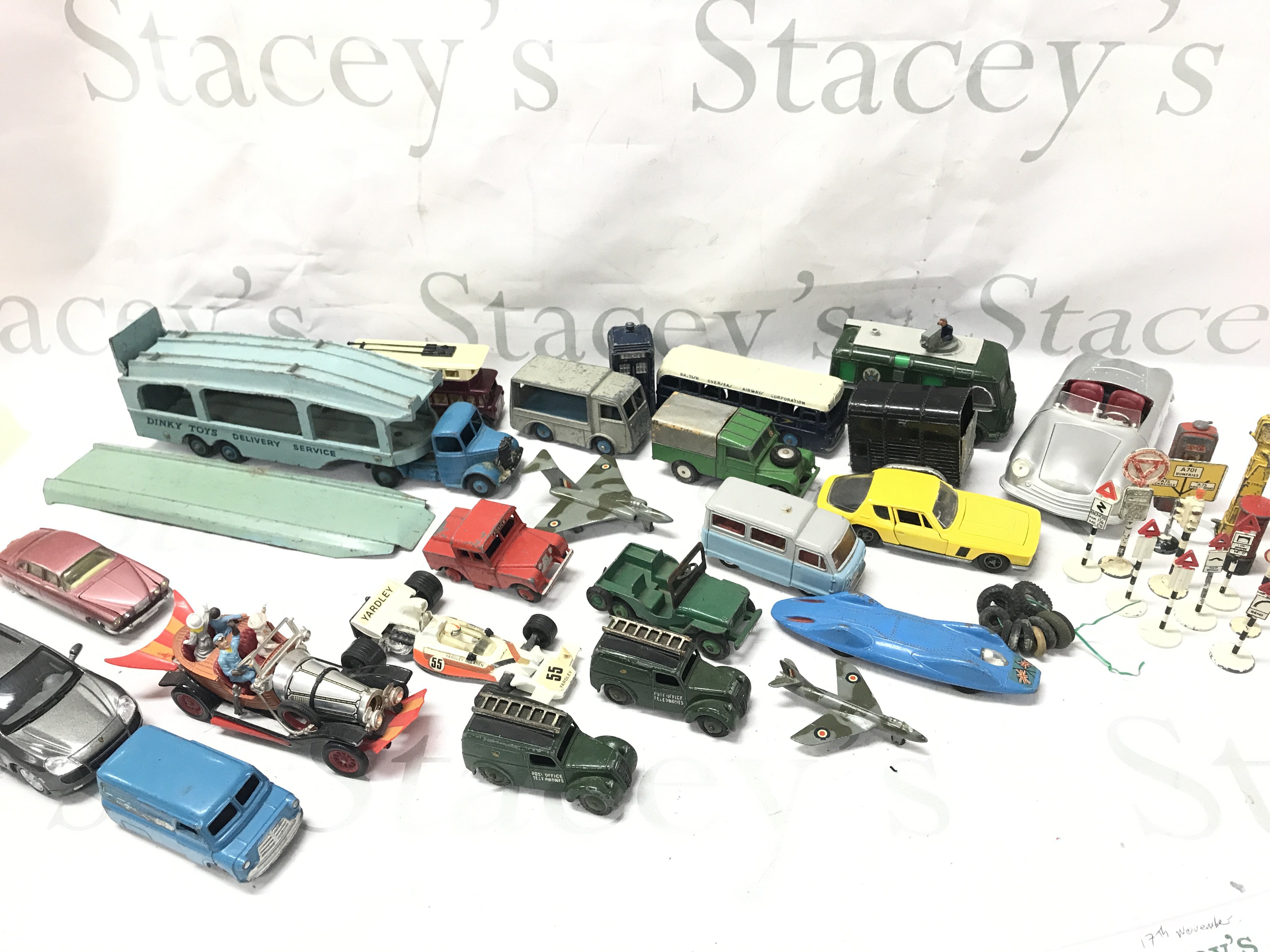 A Collection Of Playworn Diecast Including A Chitty Chitty Bang Bang. And Some Empty Boxes.
