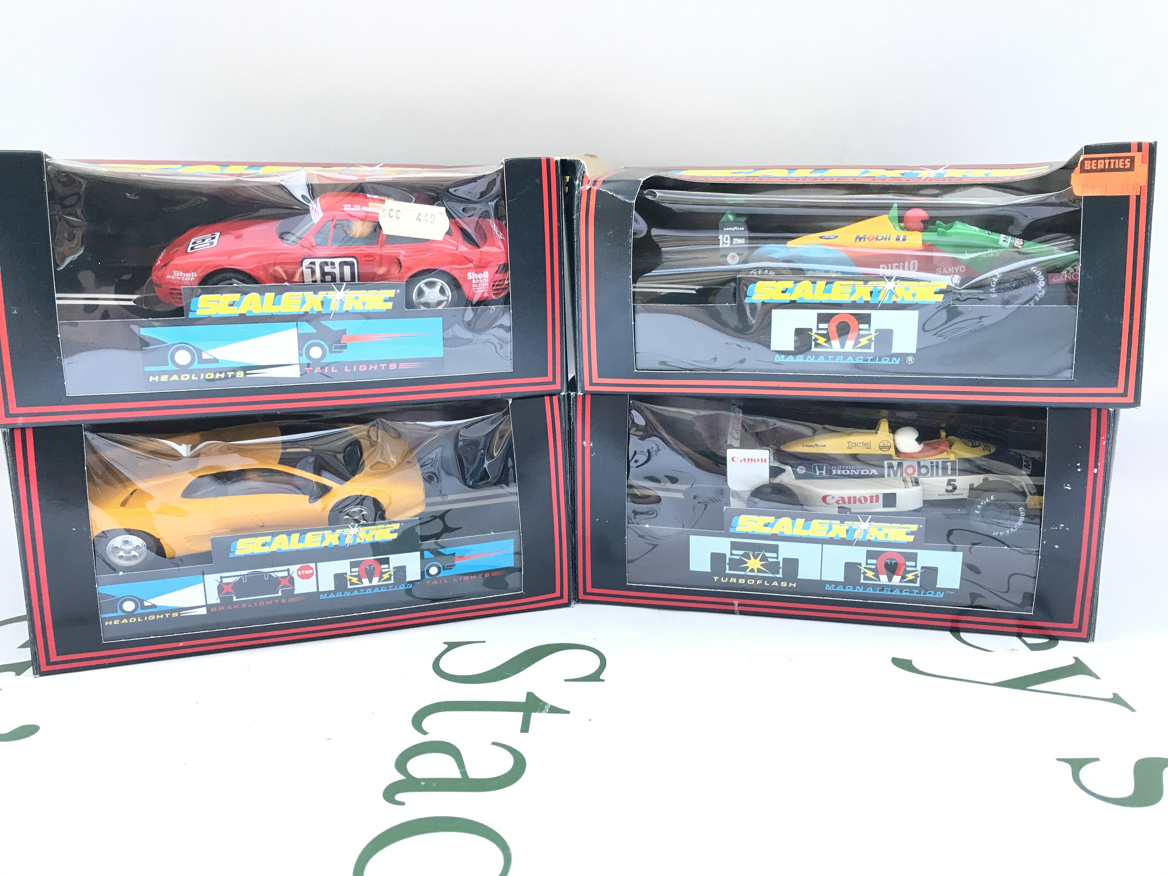 4 X Boxed Scalextric Cars A Porsche 959 #C.449. A Ford Benetton B189 #C.461. A Lamborghini Diablo #C.127 And A Williams Honda FW11 #C.426. No Reserve.