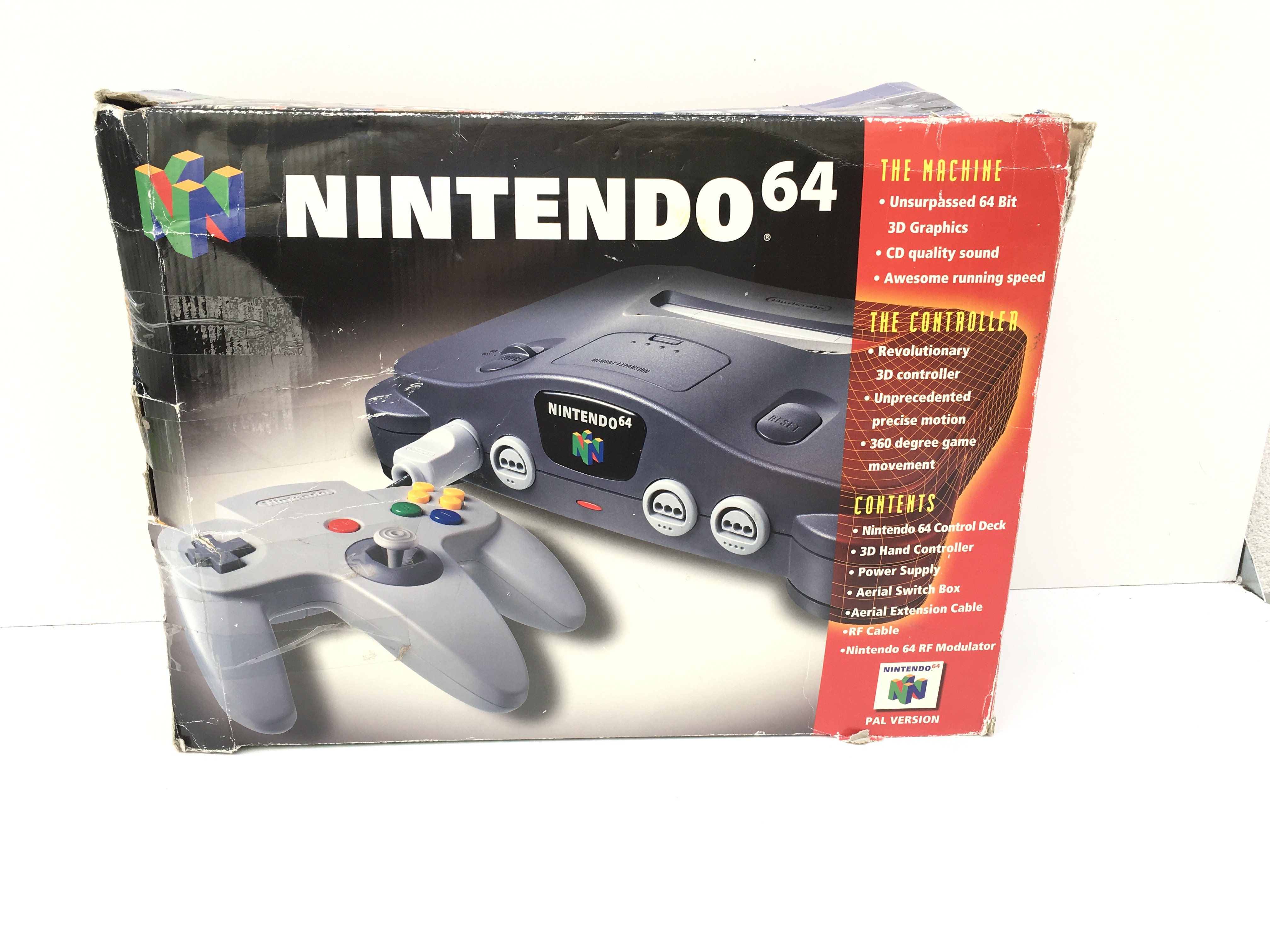 A boxed Nintendo 64. Includes controller..cables..manual..games cartridges. No reserve